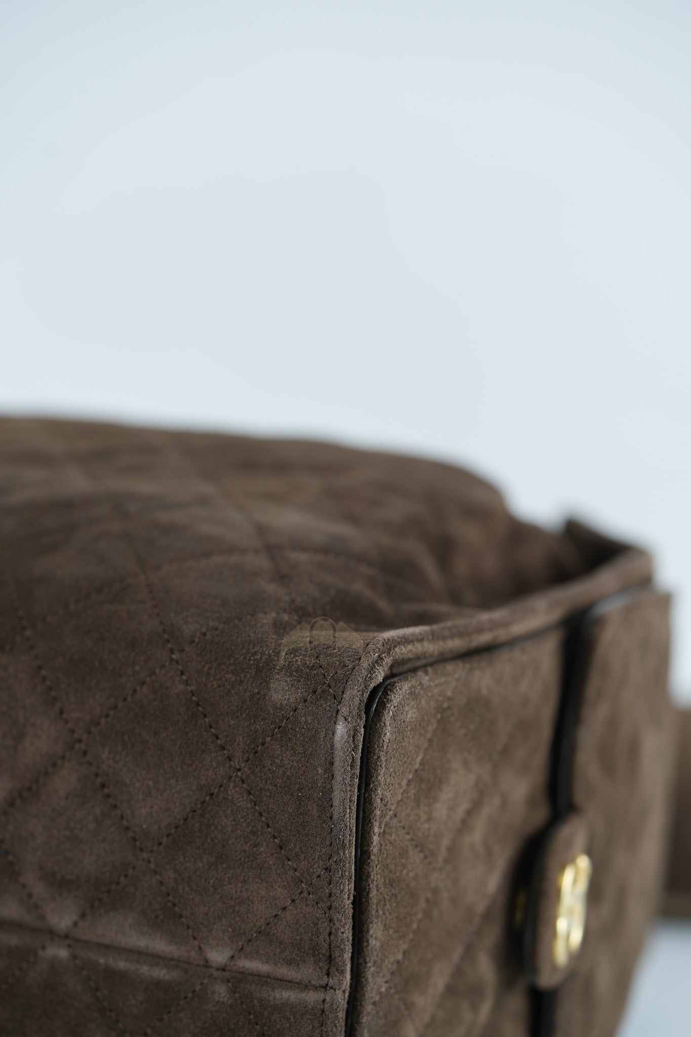 C25 Hobo Bag Medium in Brown Suede Calfskin Leather and Aged Gold Hardware (Microchip)