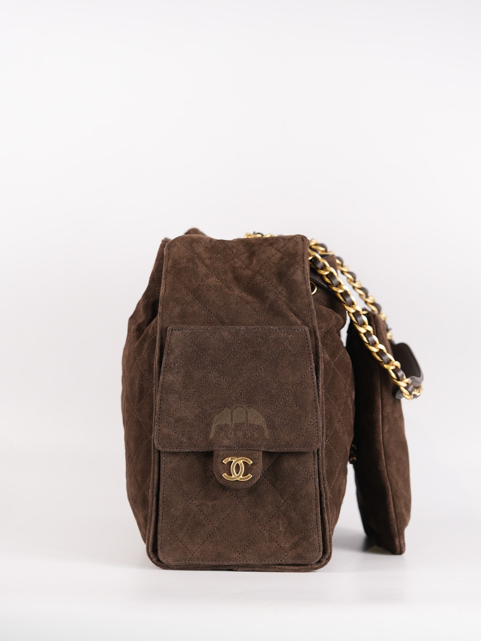 C25 Hobo Bag Medium in Brown Suede Calfskin Leather and Aged Gold Hardware (Microchip)