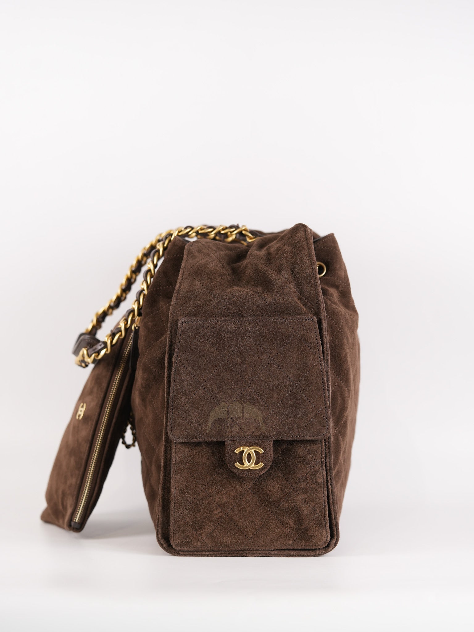 C25 Hobo Bag Medium in Brown Suede Calfskin Leather and Aged Gold Hardware (Microchip)