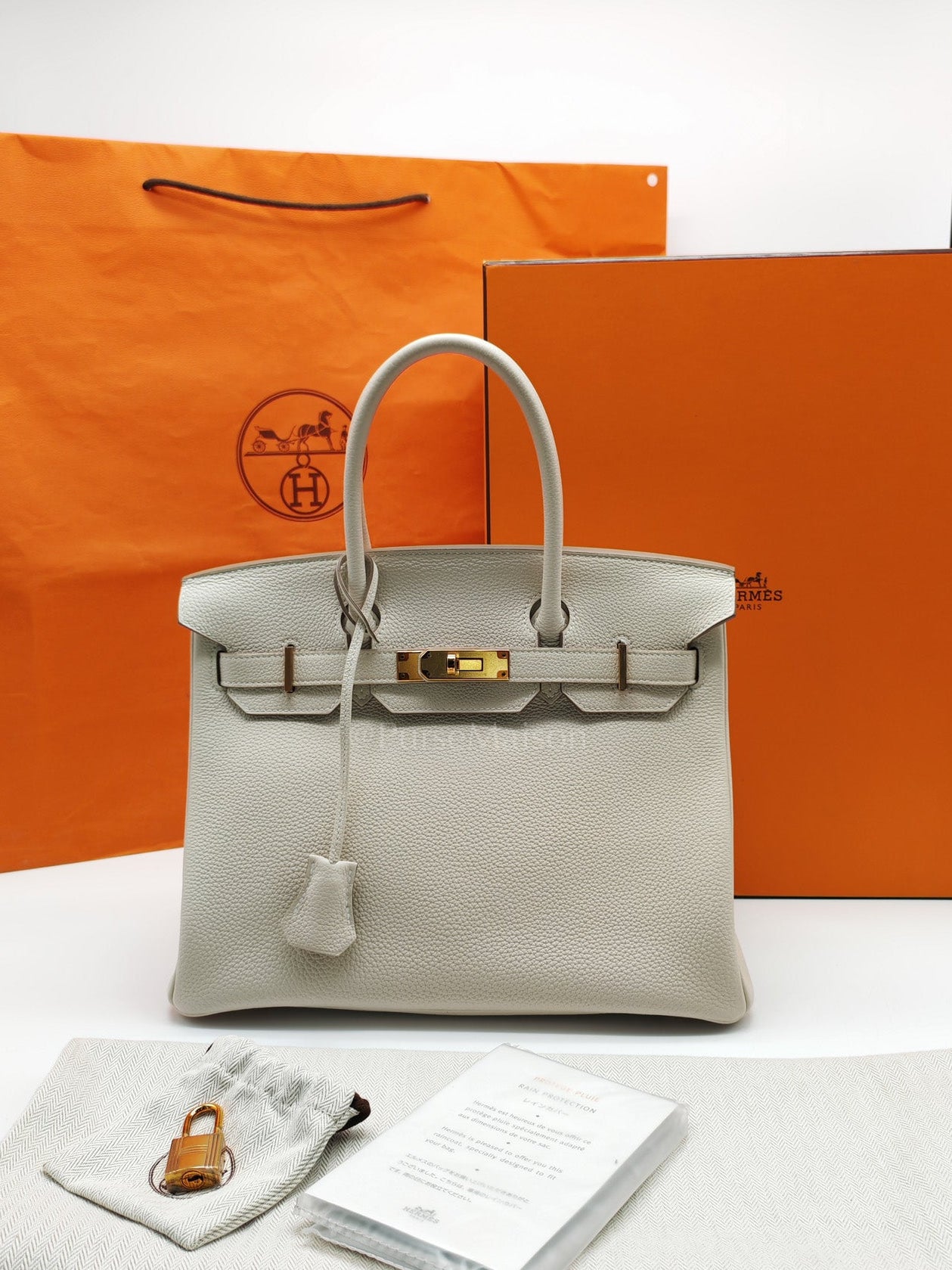 Birkin 30 Retourne in Craie Togo Leather and Gold Hardware Stamp Z (2021)