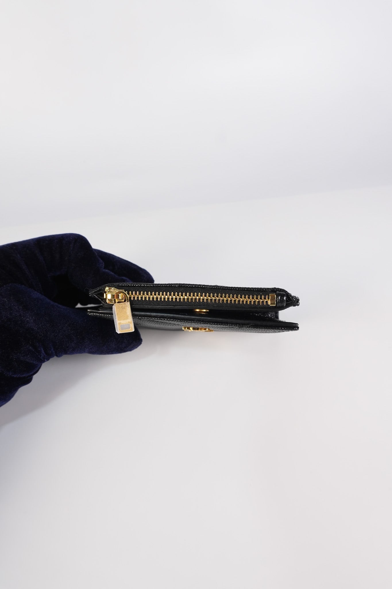 Monogram Black Bi-Fold Zip Wallet Matelasse Leather | Purse Maison Luxury Bags Shop