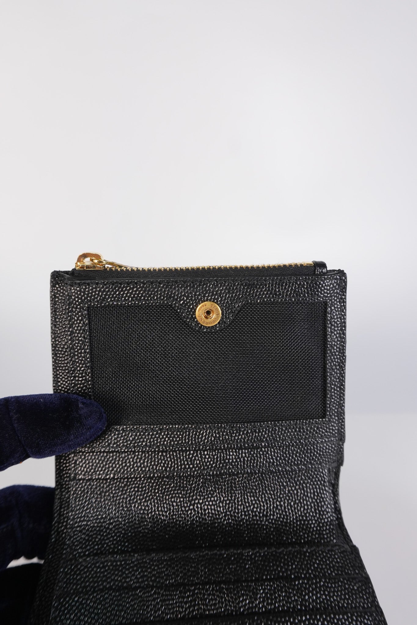 Monogram Black Bi-Fold Zip Wallet Matelasse Leather | Purse Maison Luxury Bags Shop