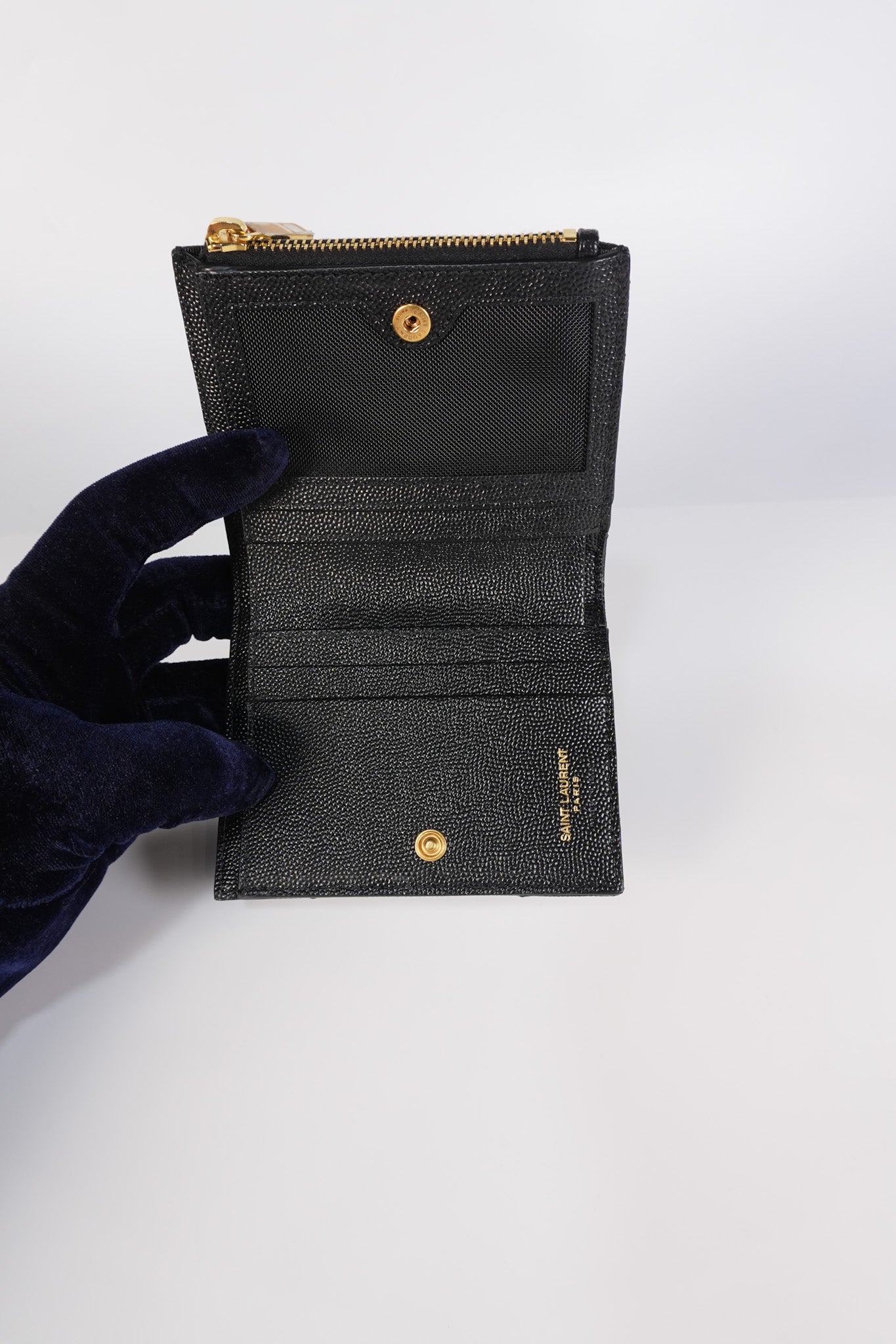 Monogram Black Bi-Fold Zip Wallet Matelasse Leather | Purse Maison Luxury Bags Shop