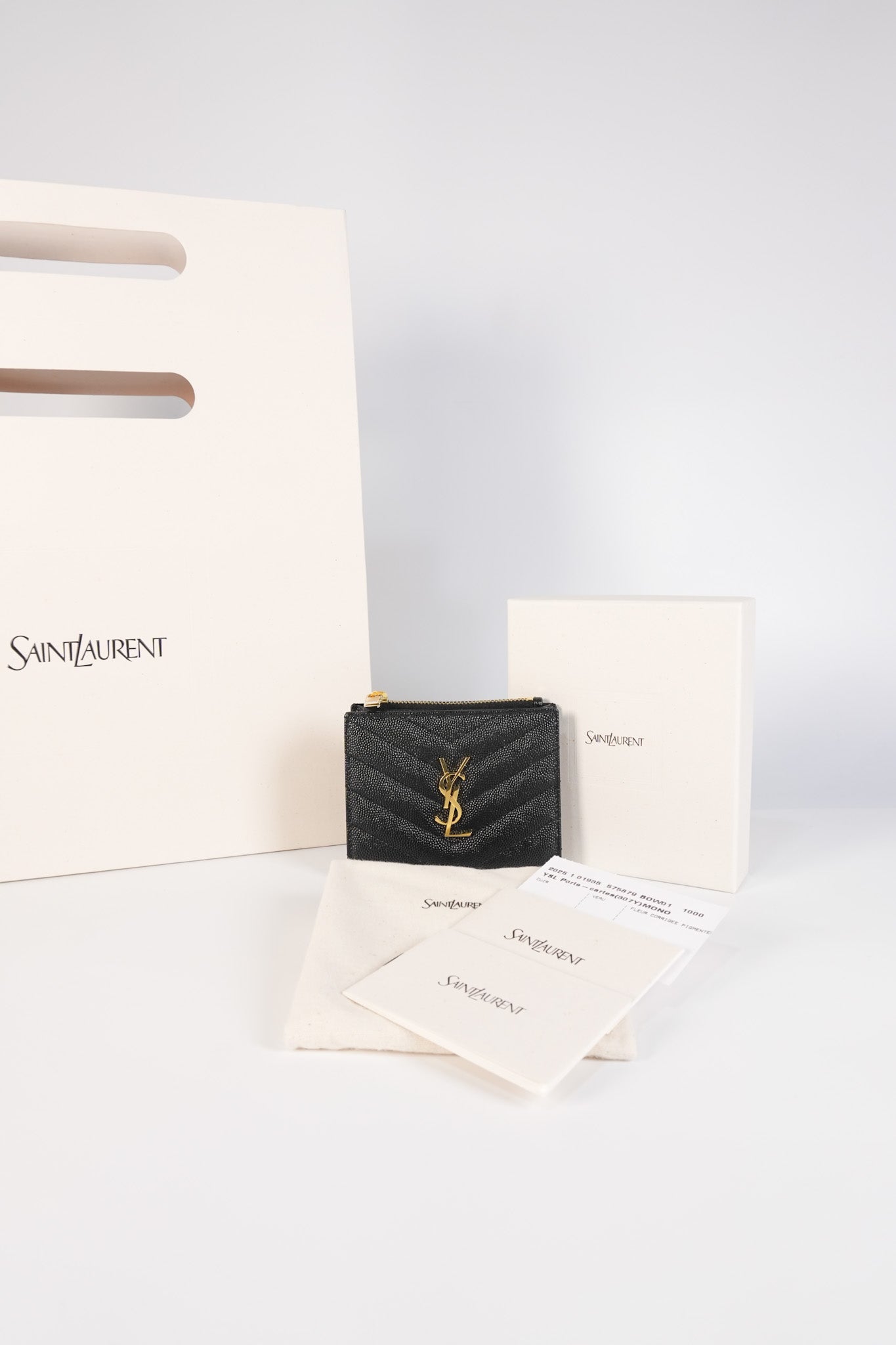 Monogram Black Bi-Fold Zip Wallet Matelasse Leather | Purse Maison Luxury Bags Shop