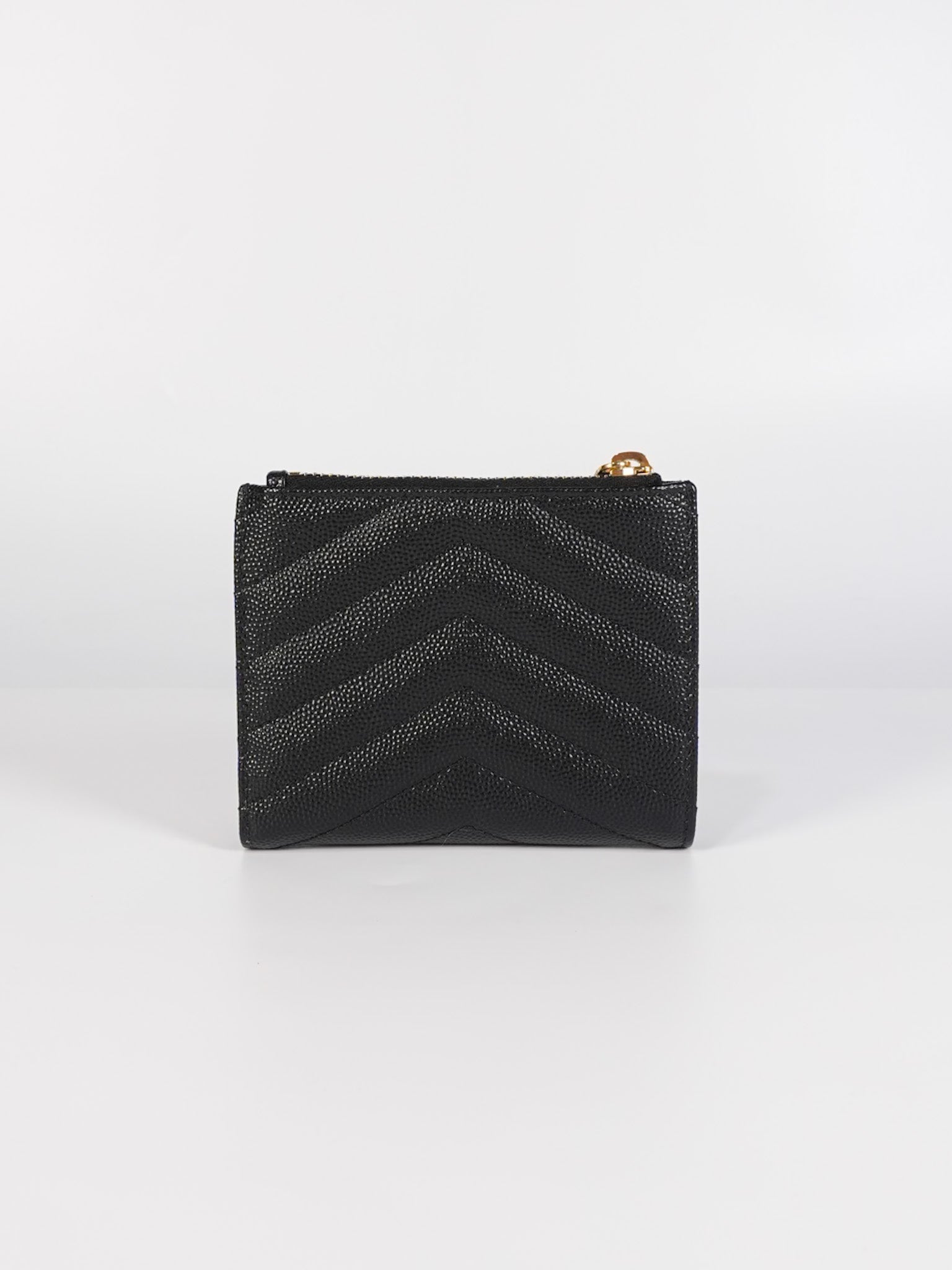 Monogram Black Bi-Fold Zip Wallet Matelasse Leather | Purse Maison Luxury Bags Shop