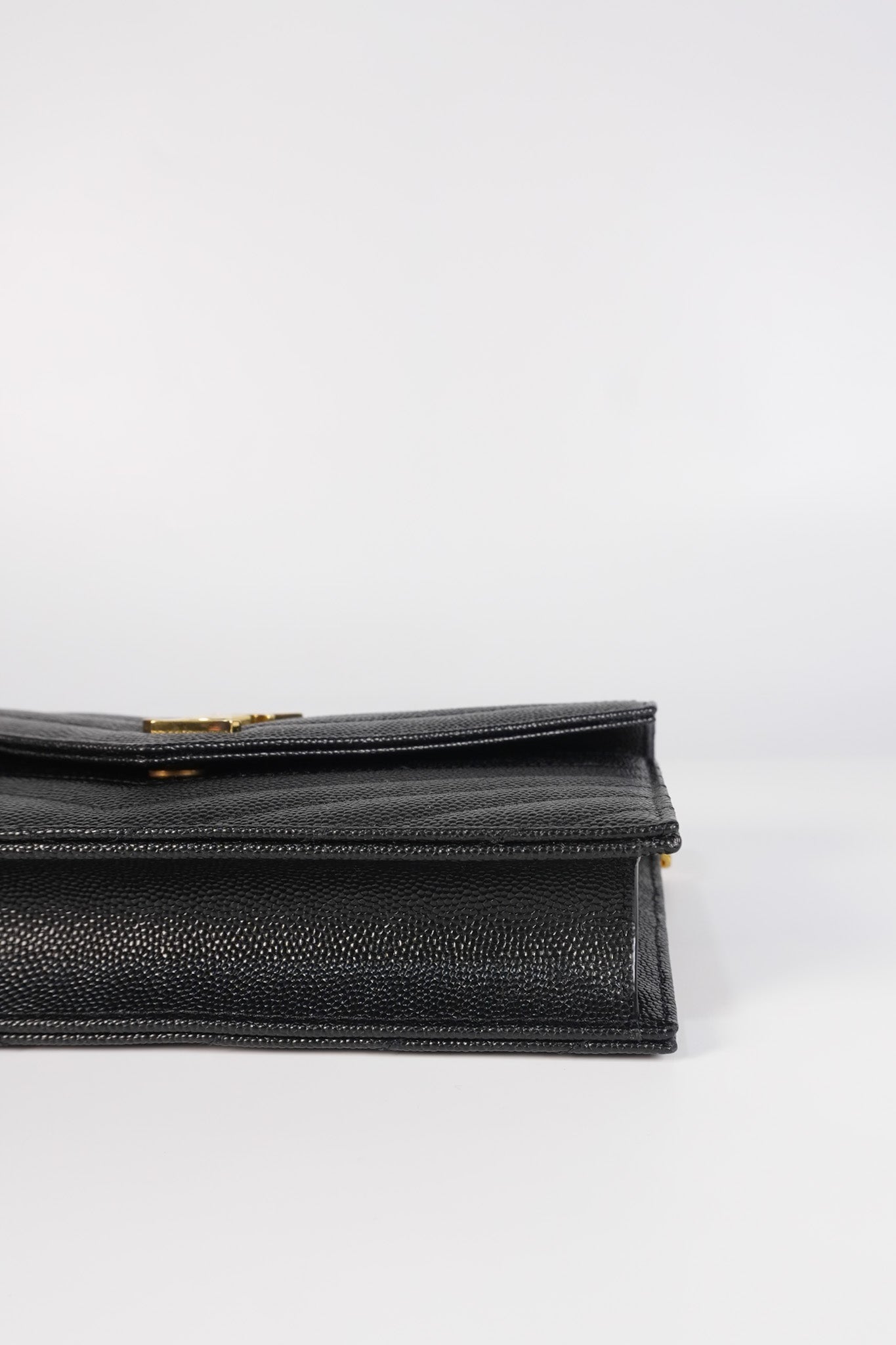 Monogram Envelope Wallet on Chain in Black Chevron Matelasse Grain De Poudre Leather & Gold Hardware | Purse Maison Luxury Bags Shop