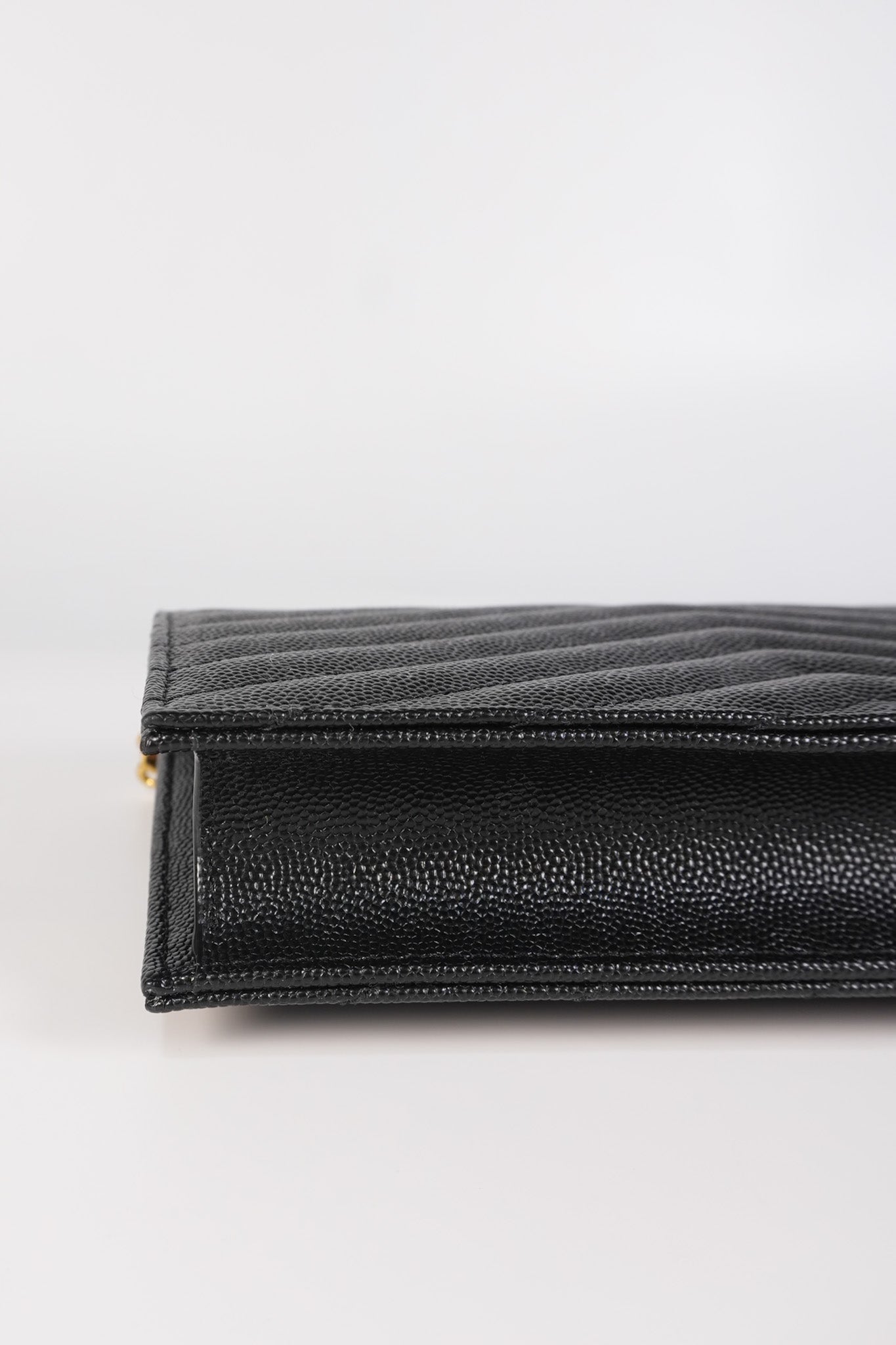 Monogram Envelope Wallet on Chain in Black Chevron Matelasse Grain De Poudre Leather & Gold Hardware | Purse Maison Luxury Bags Shop
