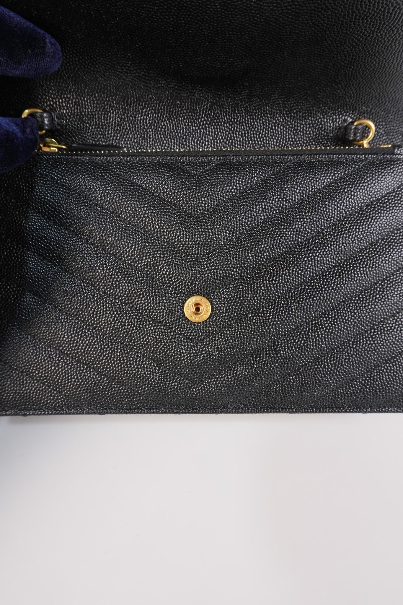 Monogram Envelope Wallet on Chain in Black Chevron Matelasse Grain De Poudre Leather & Gold Hardware | Purse Maison Luxury Bags Shop