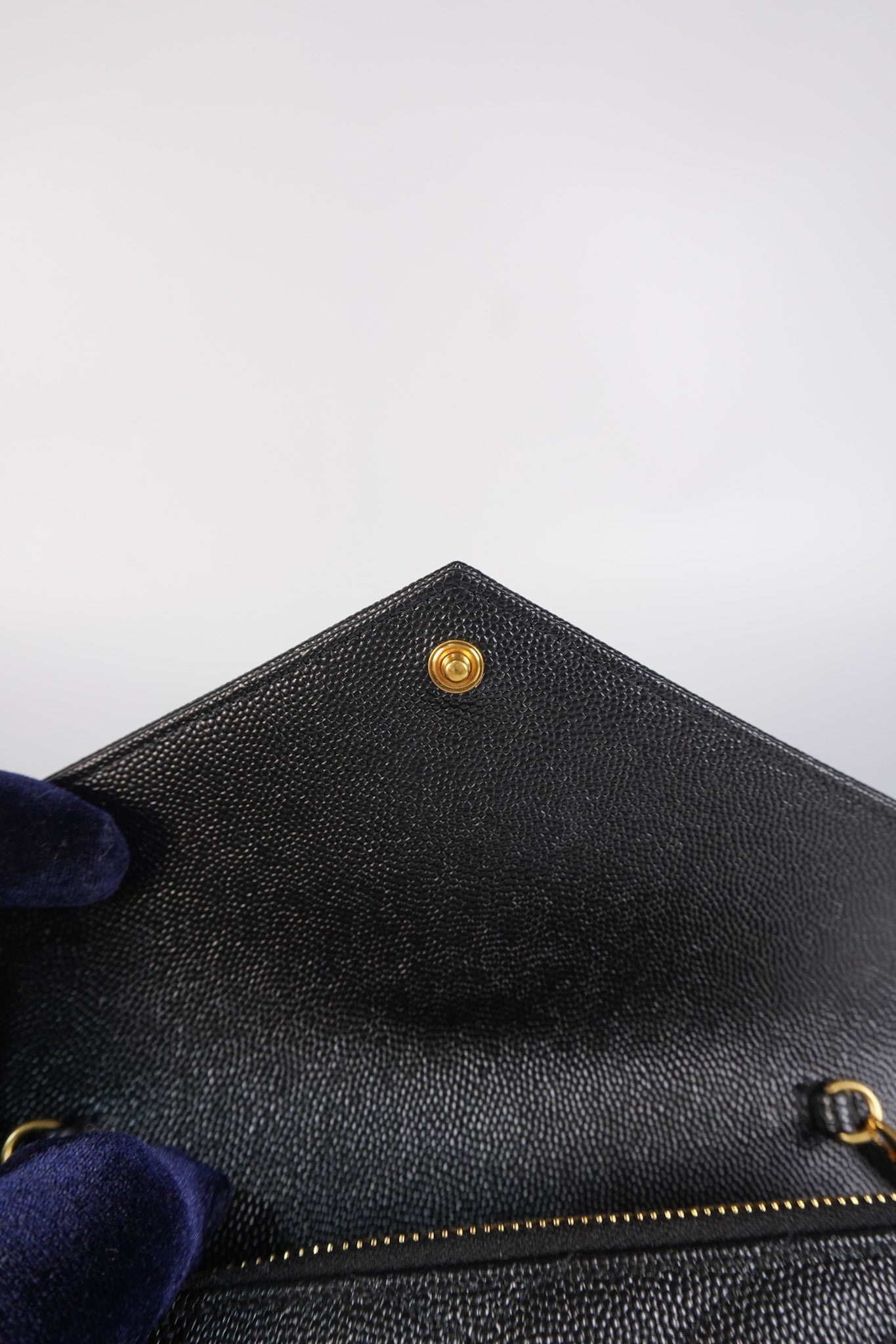 Monogram Envelope Wallet on Chain in Black Chevron Matelasse Grain De Poudre Leather & Gold Hardware | Purse Maison Luxury Bags Shop