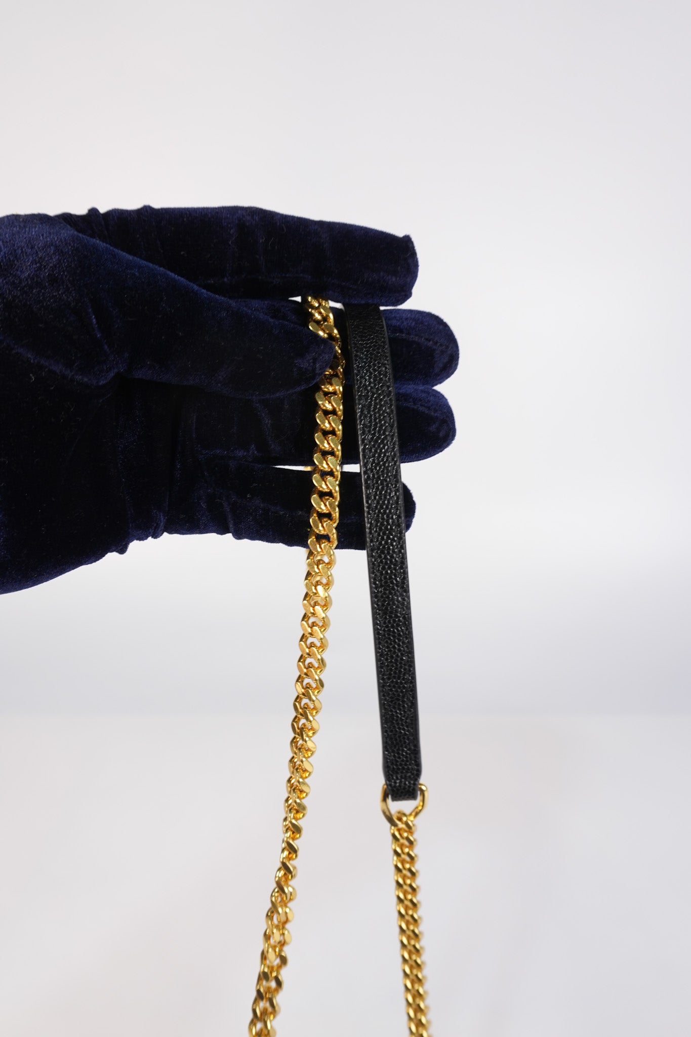 Monogram Envelope Wallet on Chain in Black Chevron Matelasse Grain De Poudre Leather & Gold Hardware | Purse Maison Luxury Bags Shop