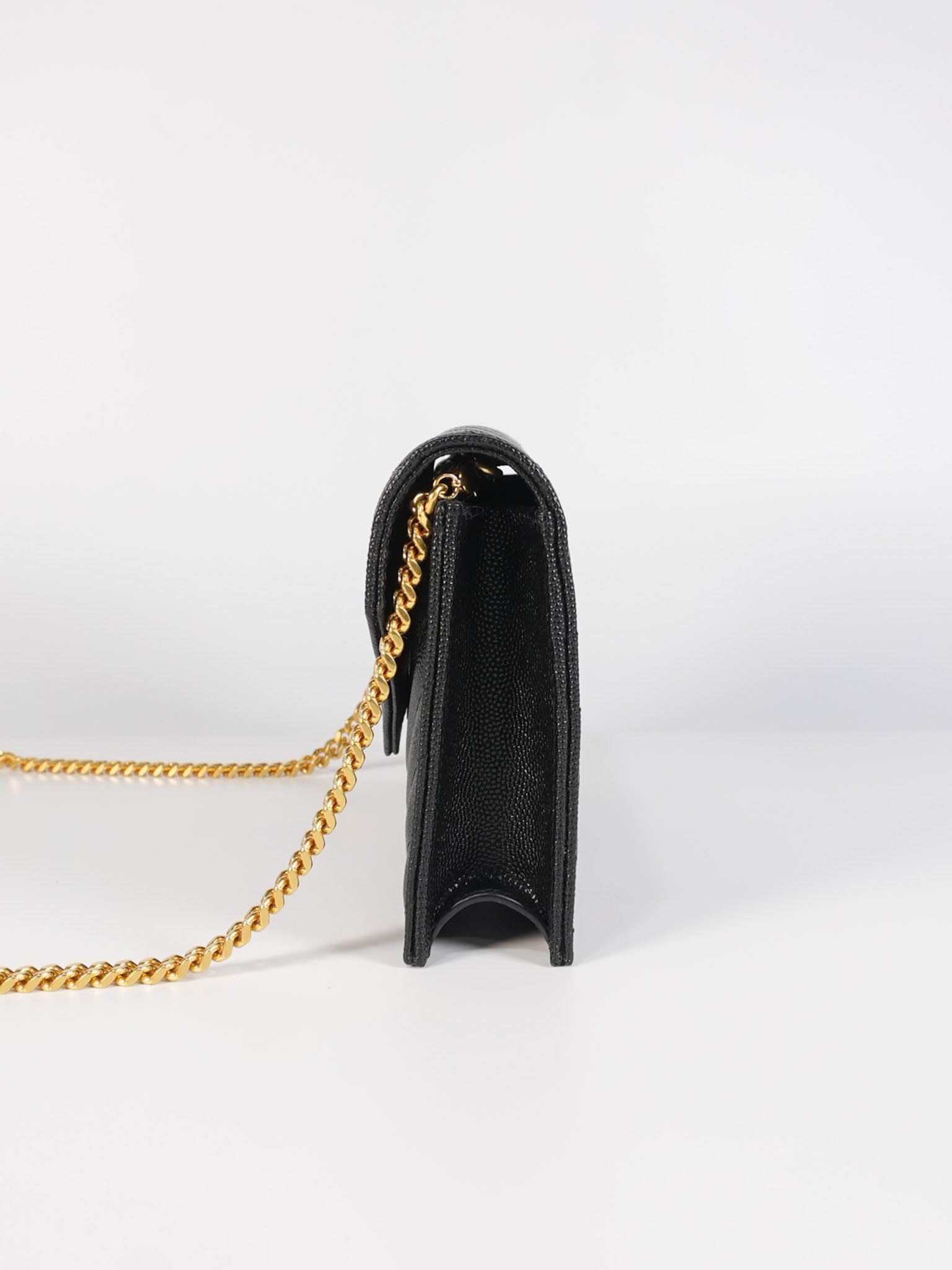 Monogram Envelope Wallet on Chain in Black Chevron Matelasse Grain De Poudre Leather & Gold Hardware | Purse Maison Luxury Bags Shop