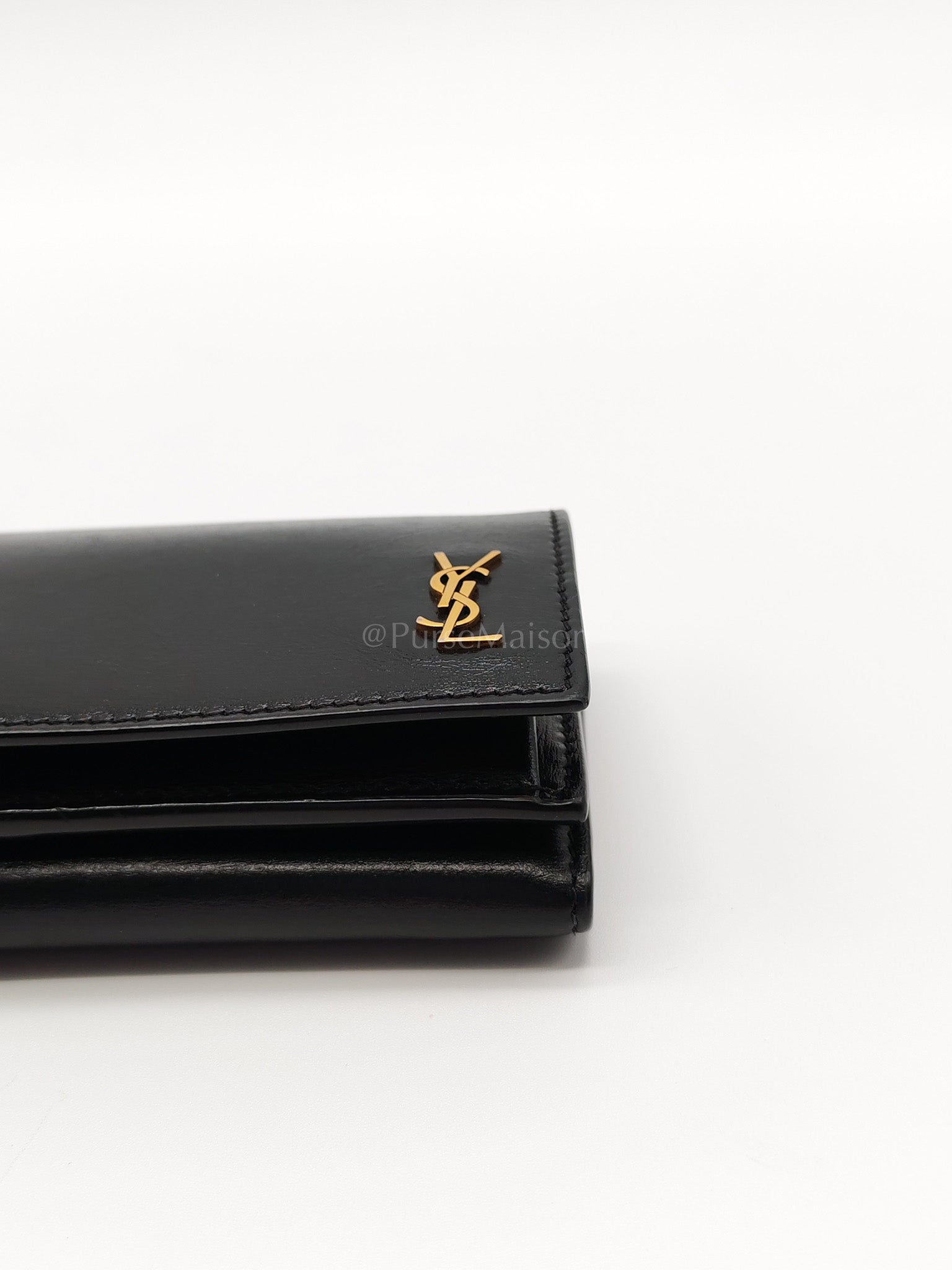 Monogram Portefeuille in Black Lambskin Leather with Coin Pouch Wallet | Purse Maison Luxury Bags Shop