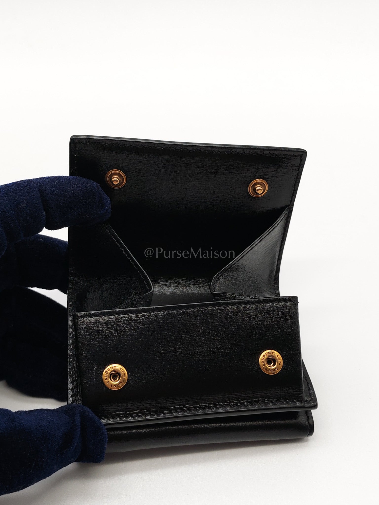 Monogram Portefeuille in Black Lambskin Leather with Coin Pouch Wallet | Purse Maison Luxury Bags Shop