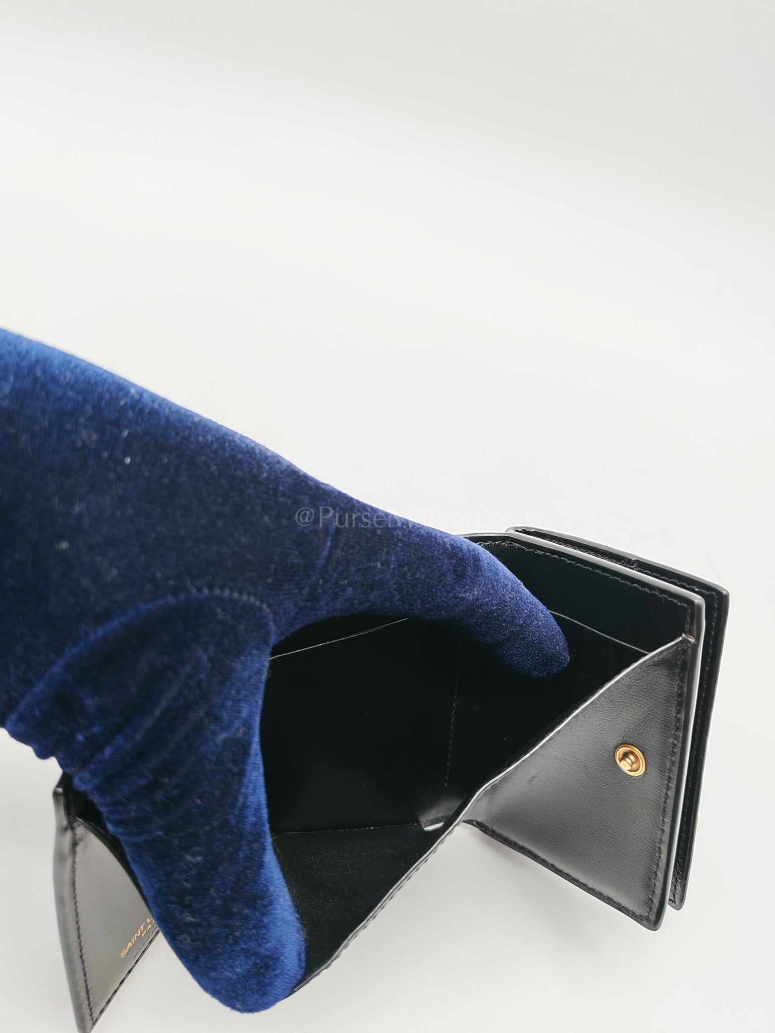 Monogram Portefeuille in Black Lambskin Leather with Coin Pouch Wallet | Purse Maison Luxury Bags Shop