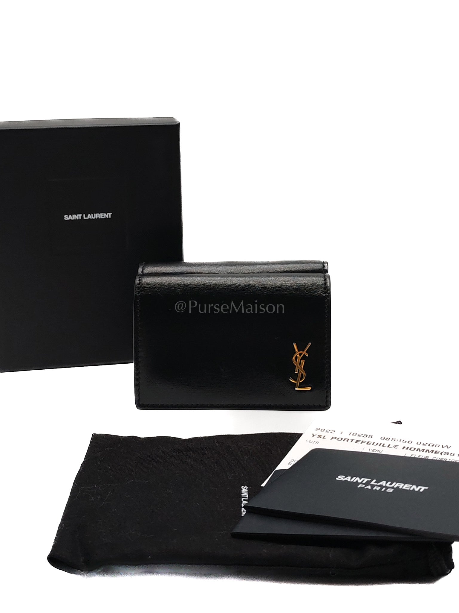 Monogram Portefeuille in Black Lambskin Leather with Coin Pouch Wallet | Purse Maison Luxury Bags Shop