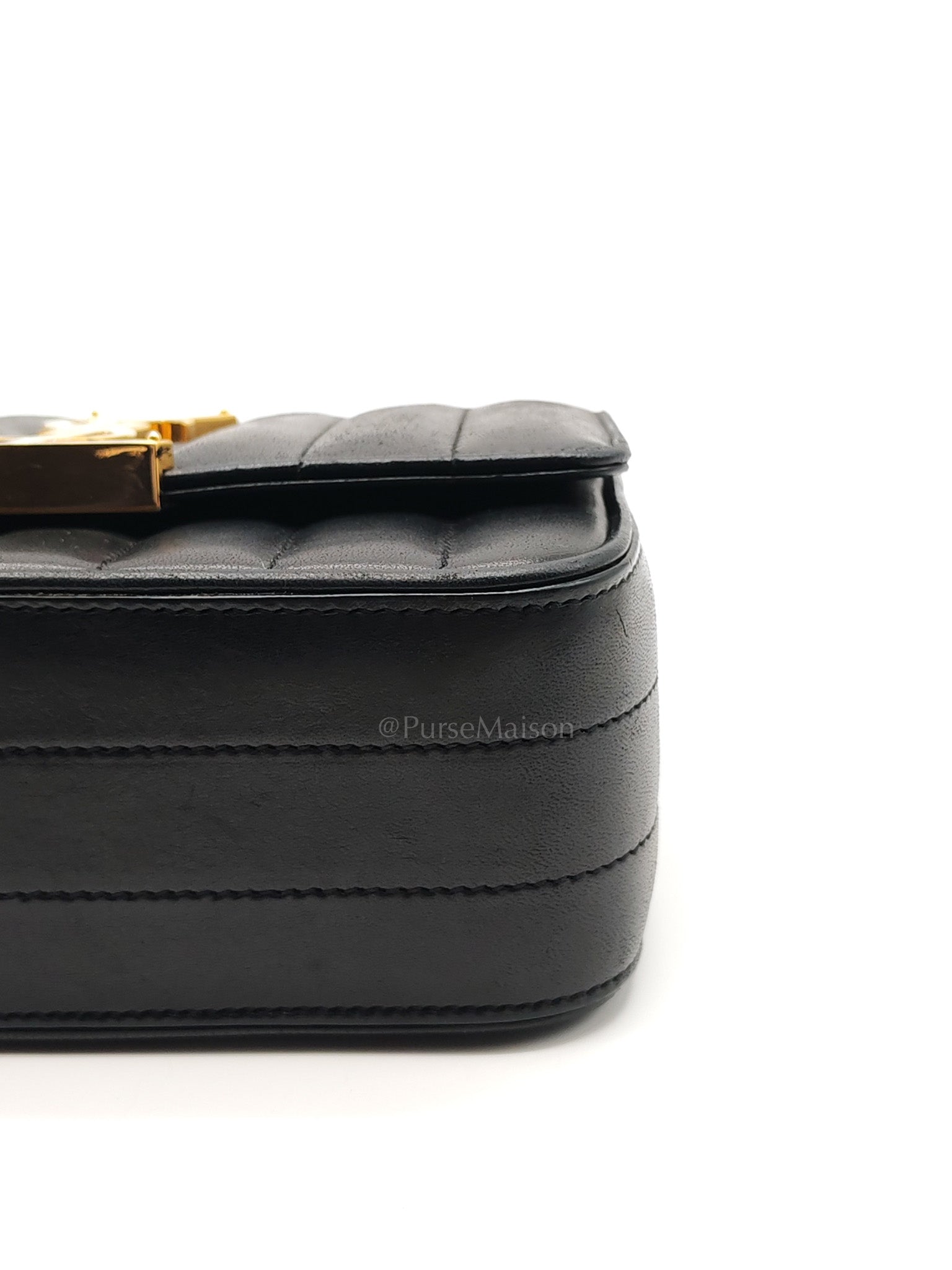 Monogram Vicky Chain Bag Small in Black Lambskin Leather & Gold Hardware | Purse Maison Luxury Bags Shop