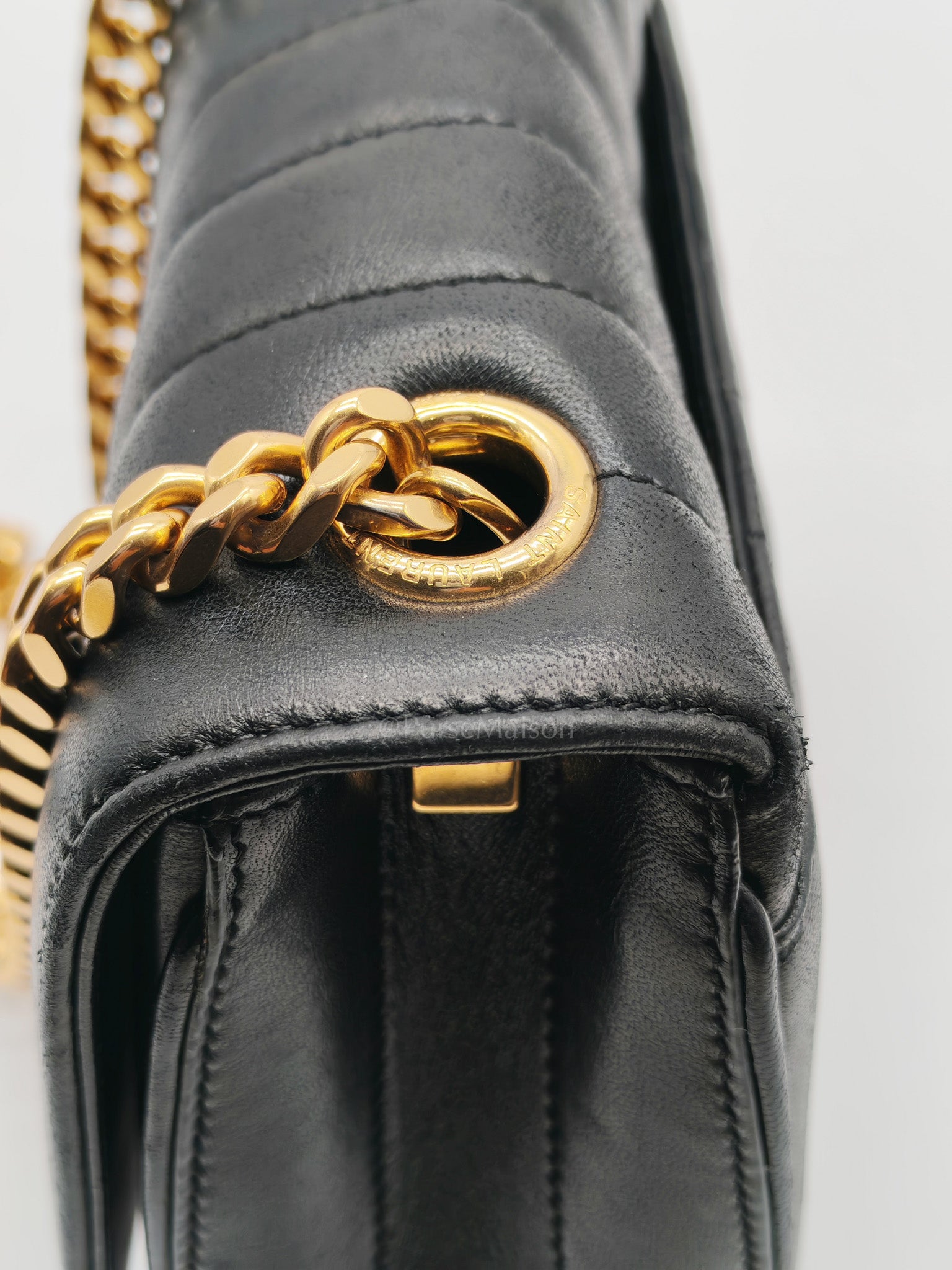 Monogram Vicky Chain Bag Small in Black Lambskin Leather & Gold Hardware | Purse Maison Luxury Bags Shop