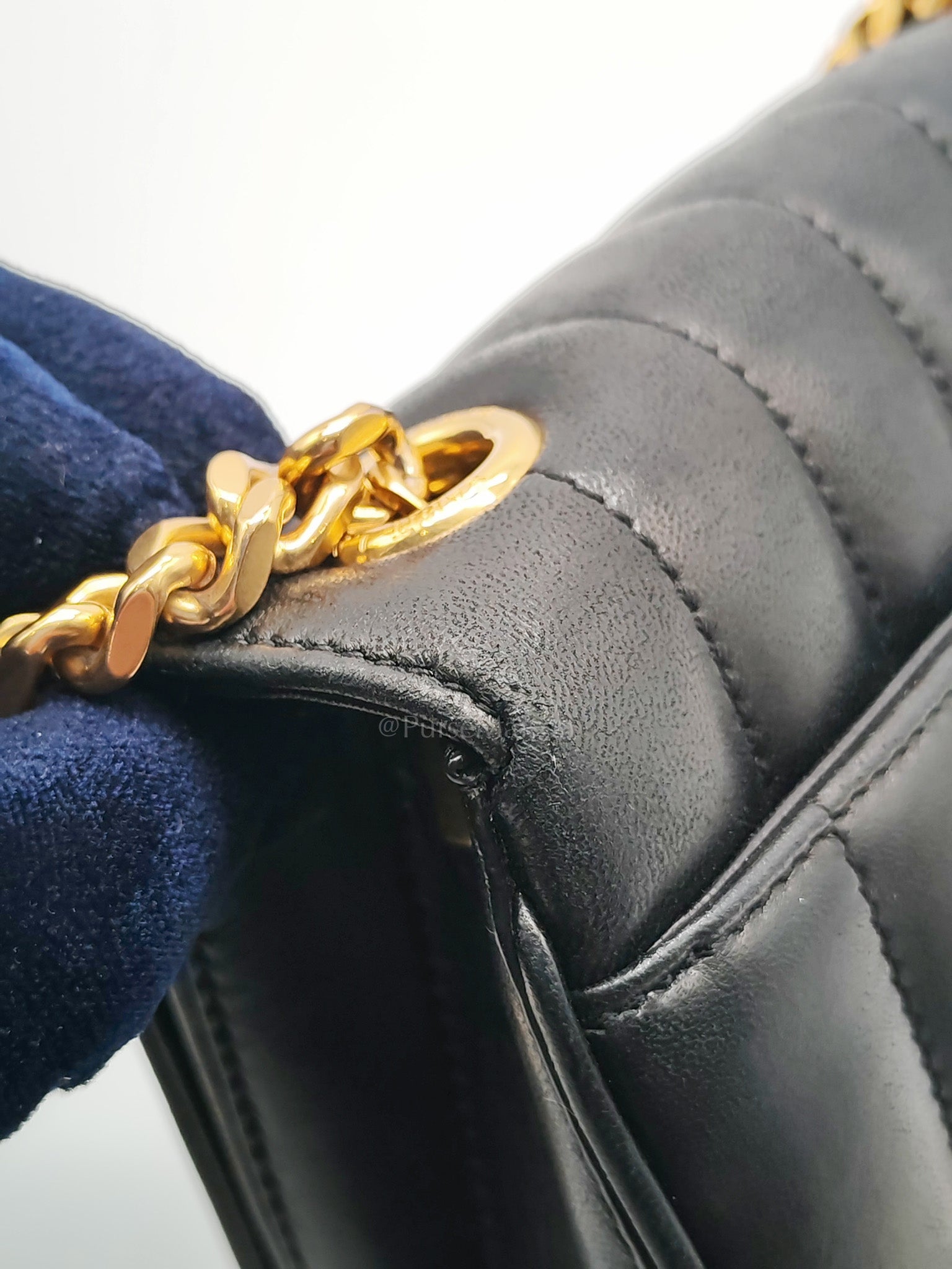 Monogram Vicky Chain Bag Small in Black Lambskin Leather & Gold Hardware | Purse Maison Luxury Bags Shop