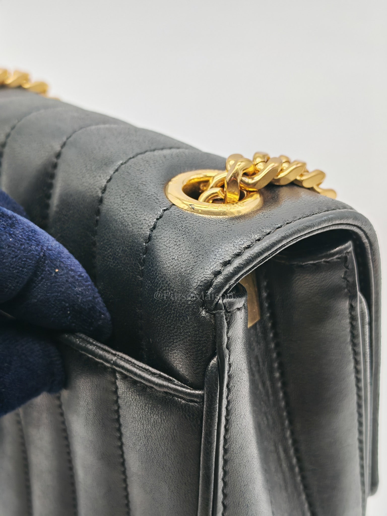 Monogram Vicky Chain Bag Small in Black Lambskin Leather & Gold Hardware | Purse Maison Luxury Bags Shop