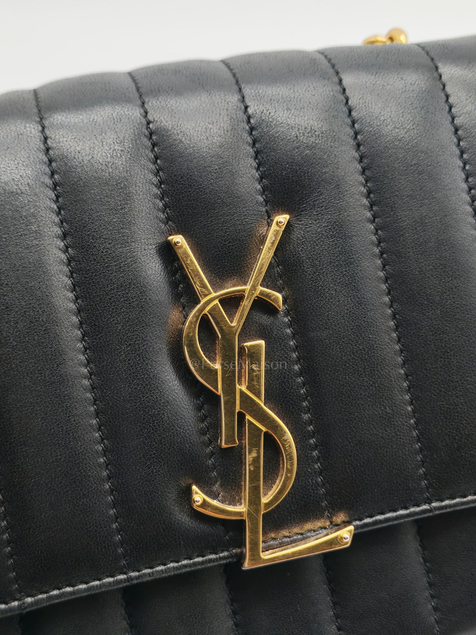Monogram Vicky Chain Bag Small in Black Lambskin Leather & Gold Hardware | Purse Maison Luxury Bags Shop
