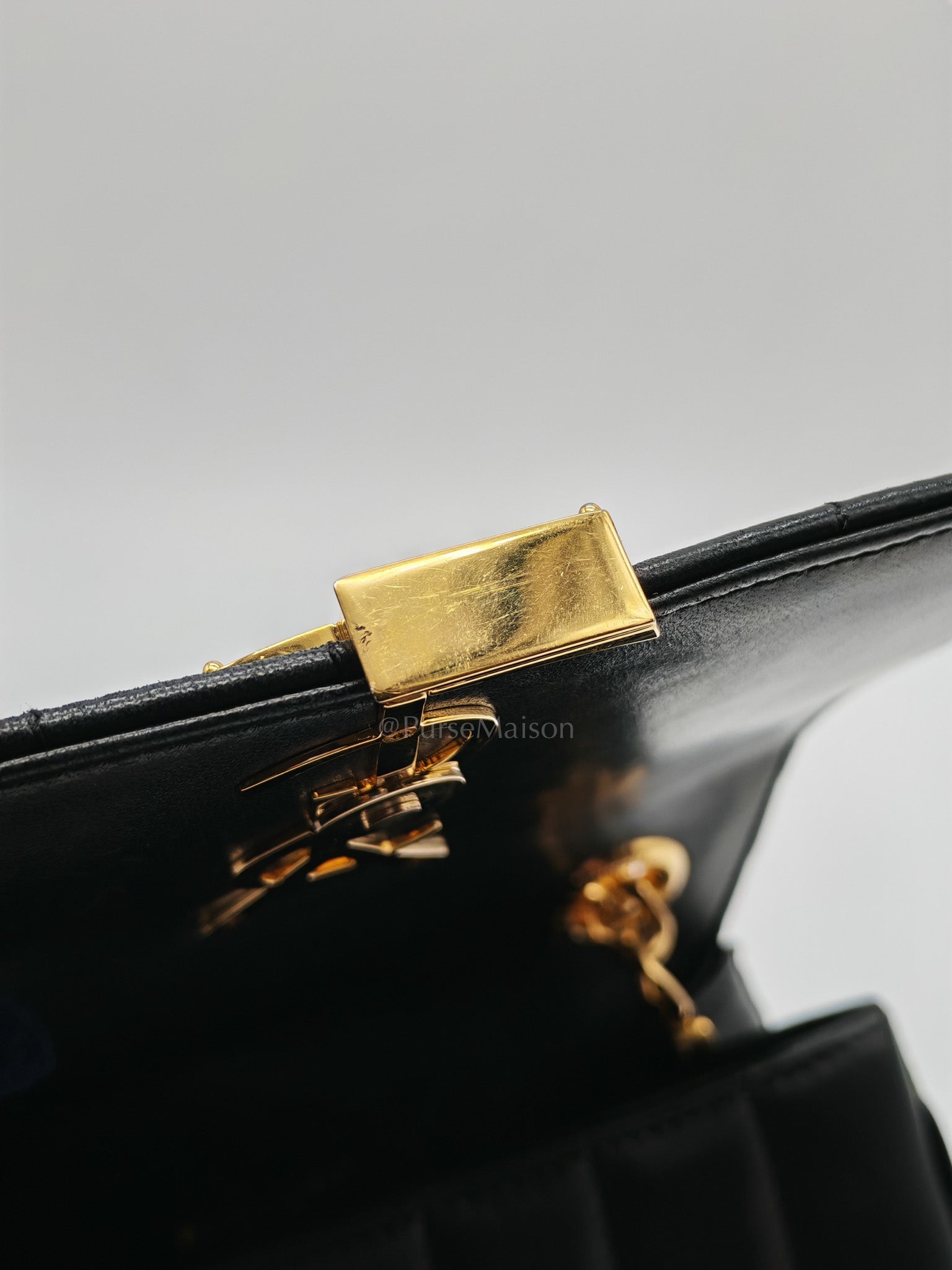 Monogram Vicky Chain Bag Small in Black Lambskin Leather & Gold Hardware | Purse Maison Luxury Bags Shop