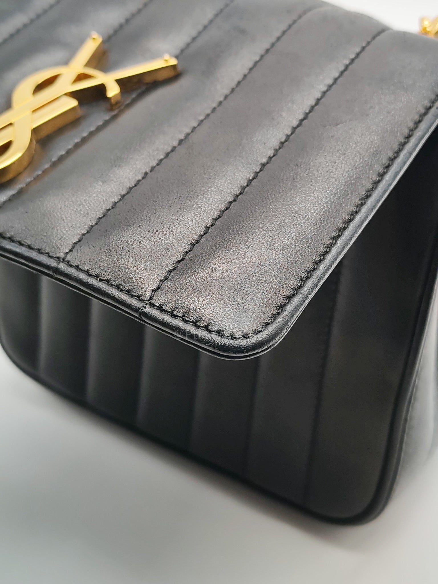 Monogram Vicky Chain Bag Small in Black Lambskin Leather & Gold Hardware | Purse Maison Luxury Bags Shop