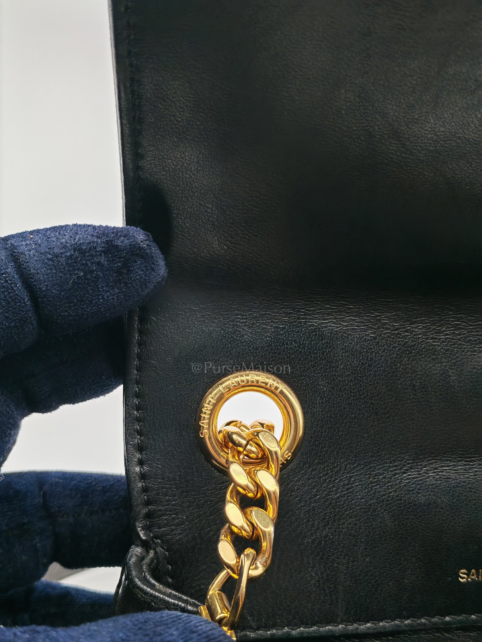 Monogram Vicky Chain Bag Small in Black Lambskin Leather & Gold Hardware | Purse Maison Luxury Bags Shop