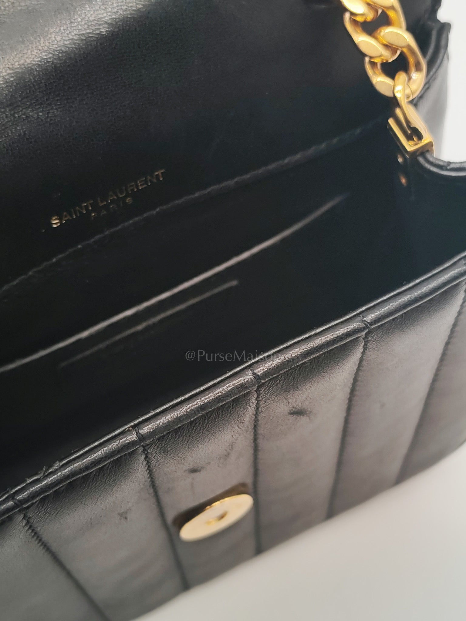 Monogram Vicky Chain Bag Small in Black Lambskin Leather & Gold Hardware | Purse Maison Luxury Bags Shop