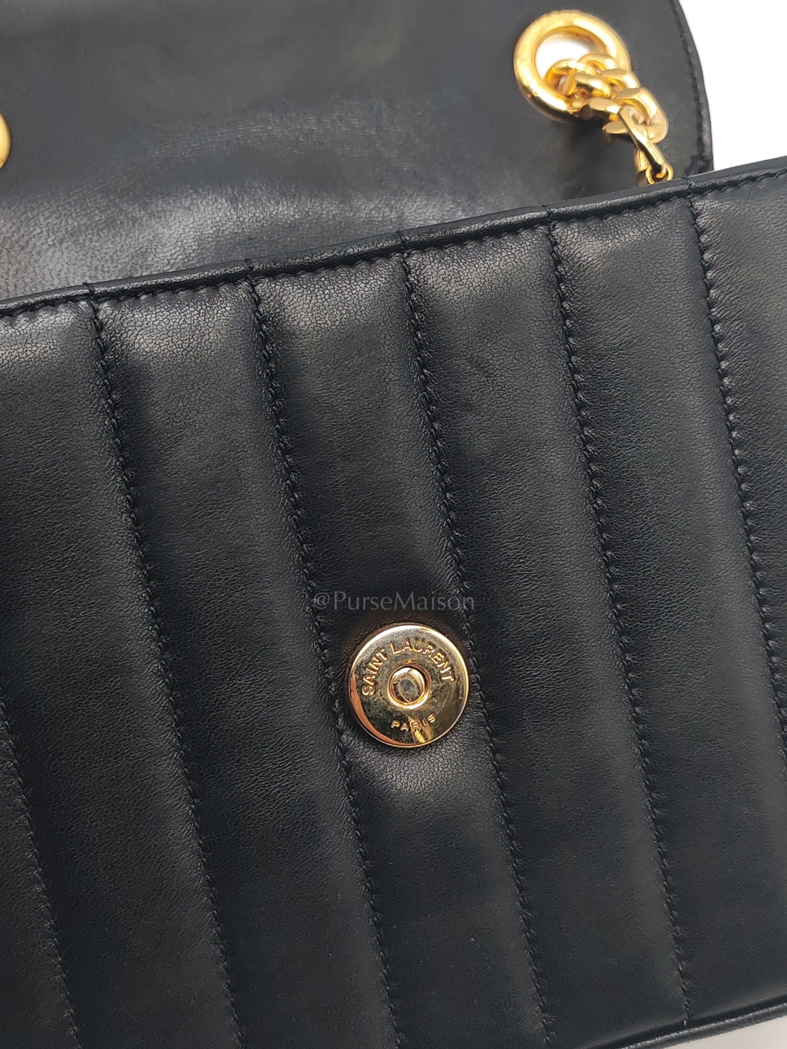 Monogram Vicky Chain Bag Small in Black Lambskin Leather & Gold Hardware | Purse Maison Luxury Bags Shop
