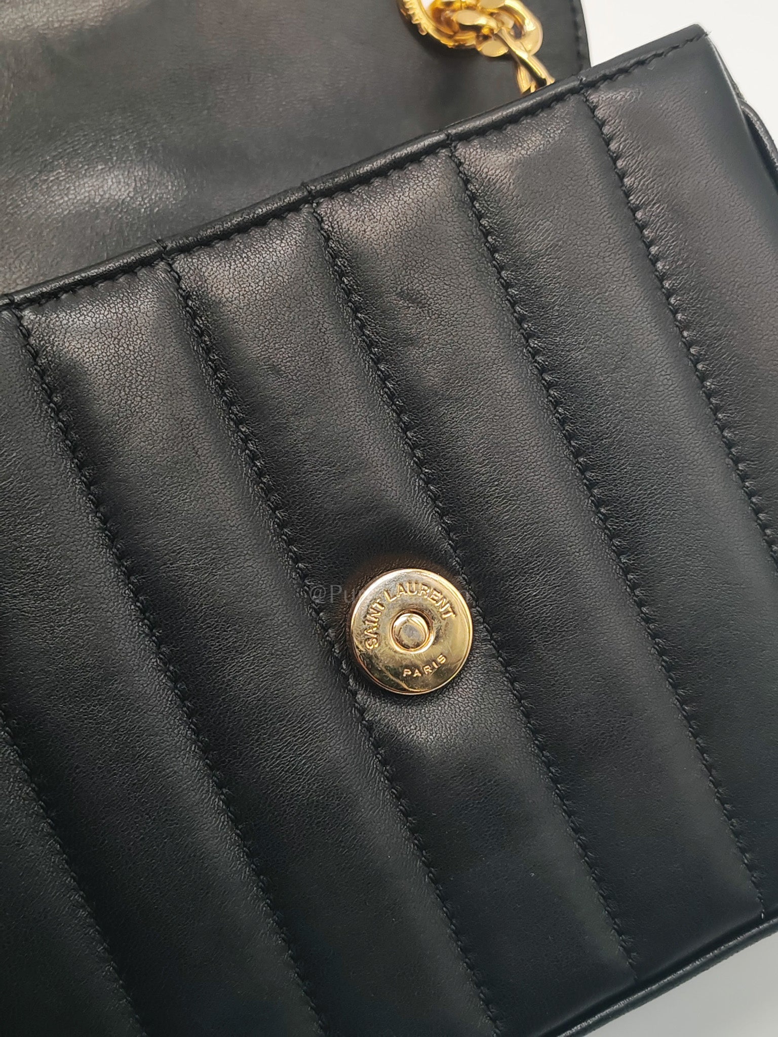 Monogram Vicky Chain Bag Small in Black Lambskin Leather & Gold Hardware | Purse Maison Luxury Bags Shop
