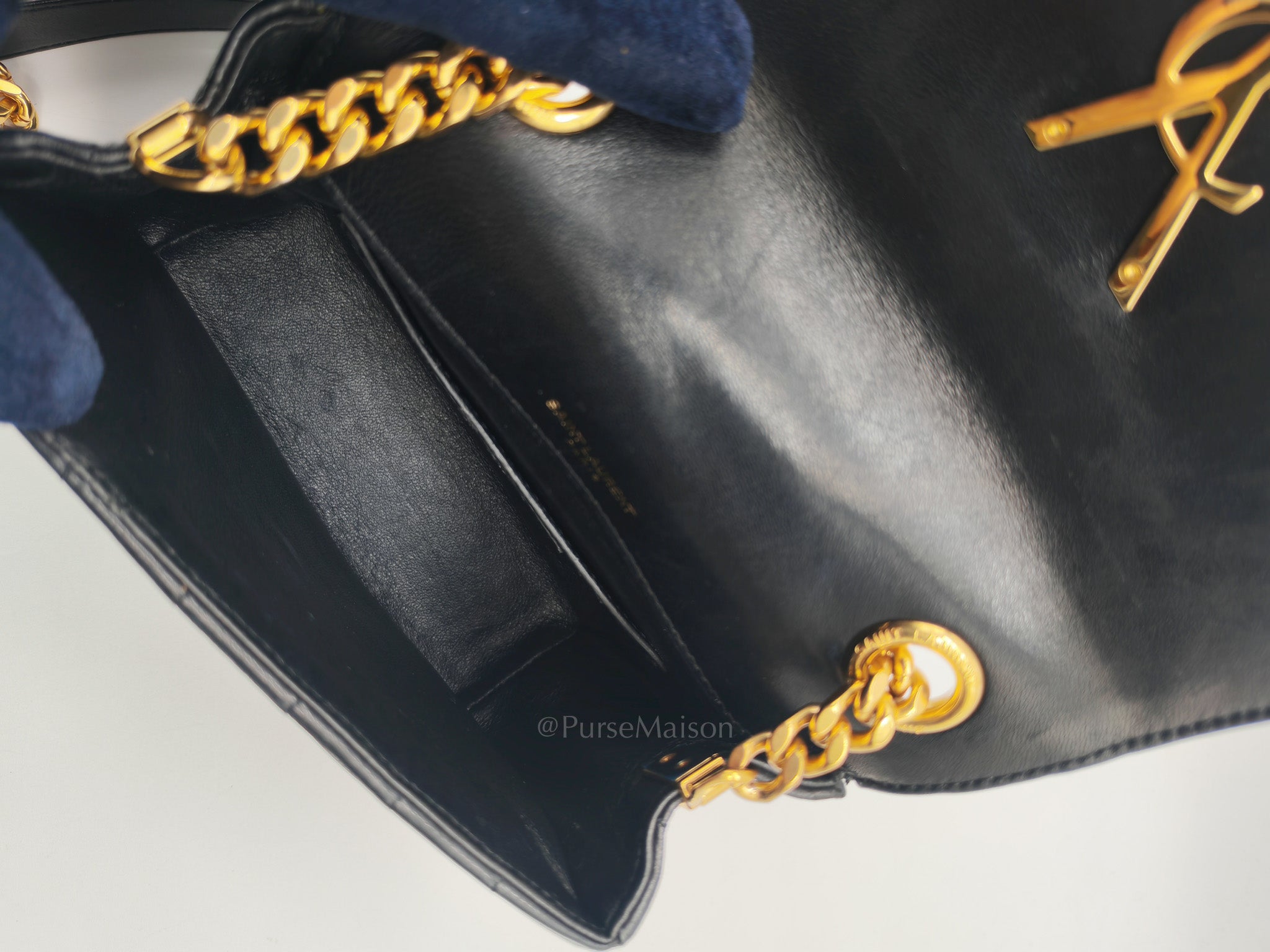 Monogram Vicky Chain Bag Small in Black Lambskin Leather & Gold Hardware | Purse Maison Luxury Bags Shop