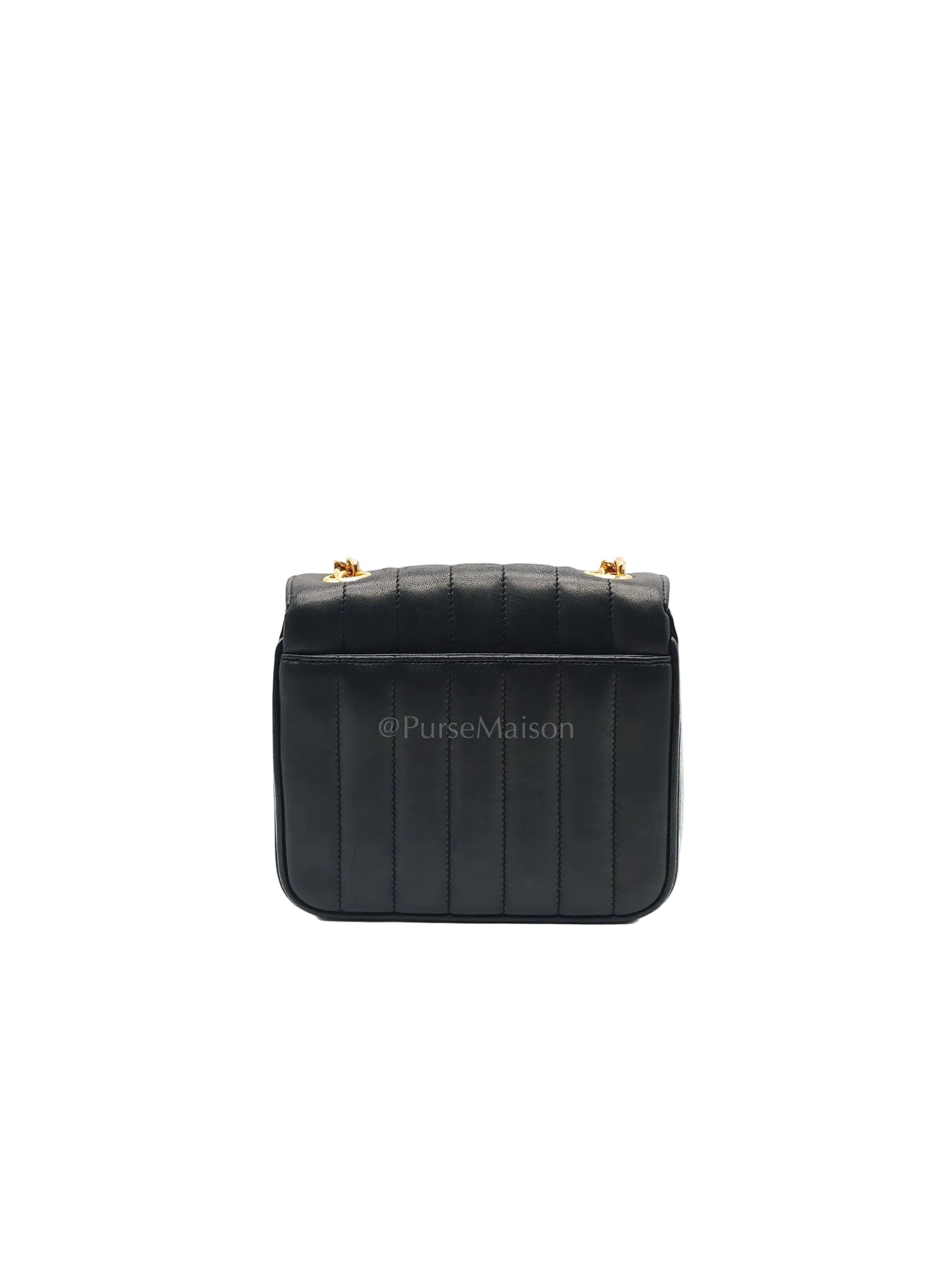 Monogram Vicky Chain Bag Small in Black Lambskin Leather & Gold Hardware | Purse Maison Luxury Bags Shop