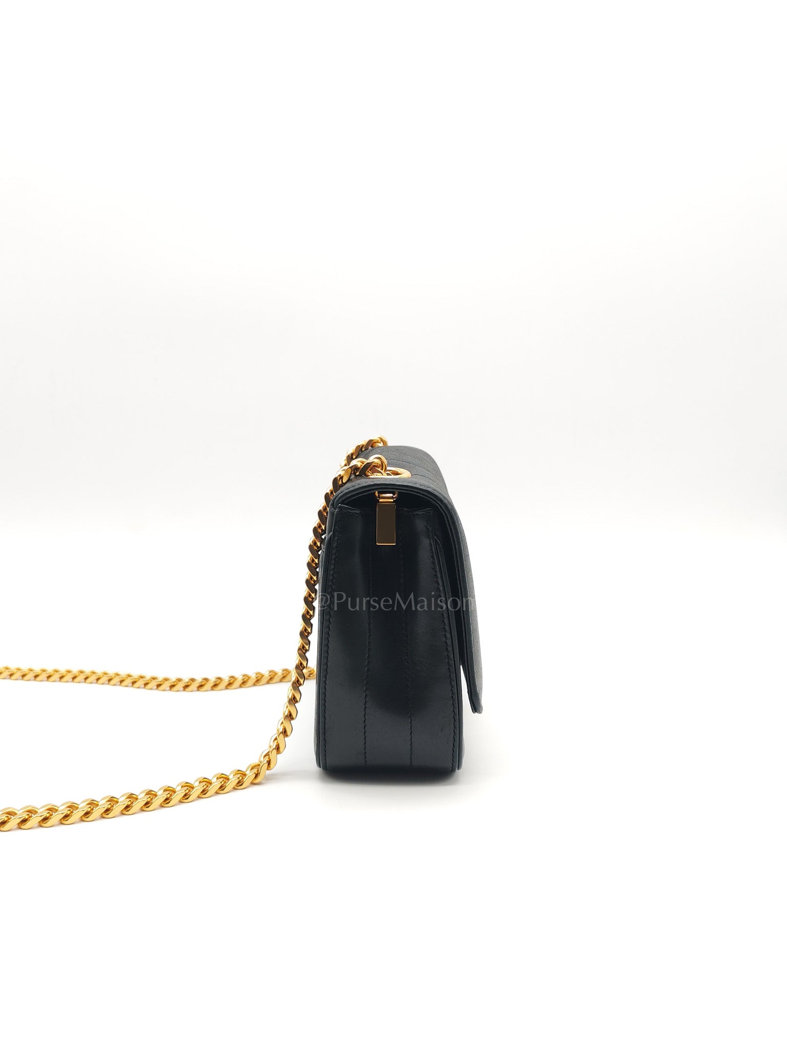Monogram Vicky Chain Bag Small in Black Lambskin Leather & Gold Hardware | Purse Maison Luxury Bags Shop