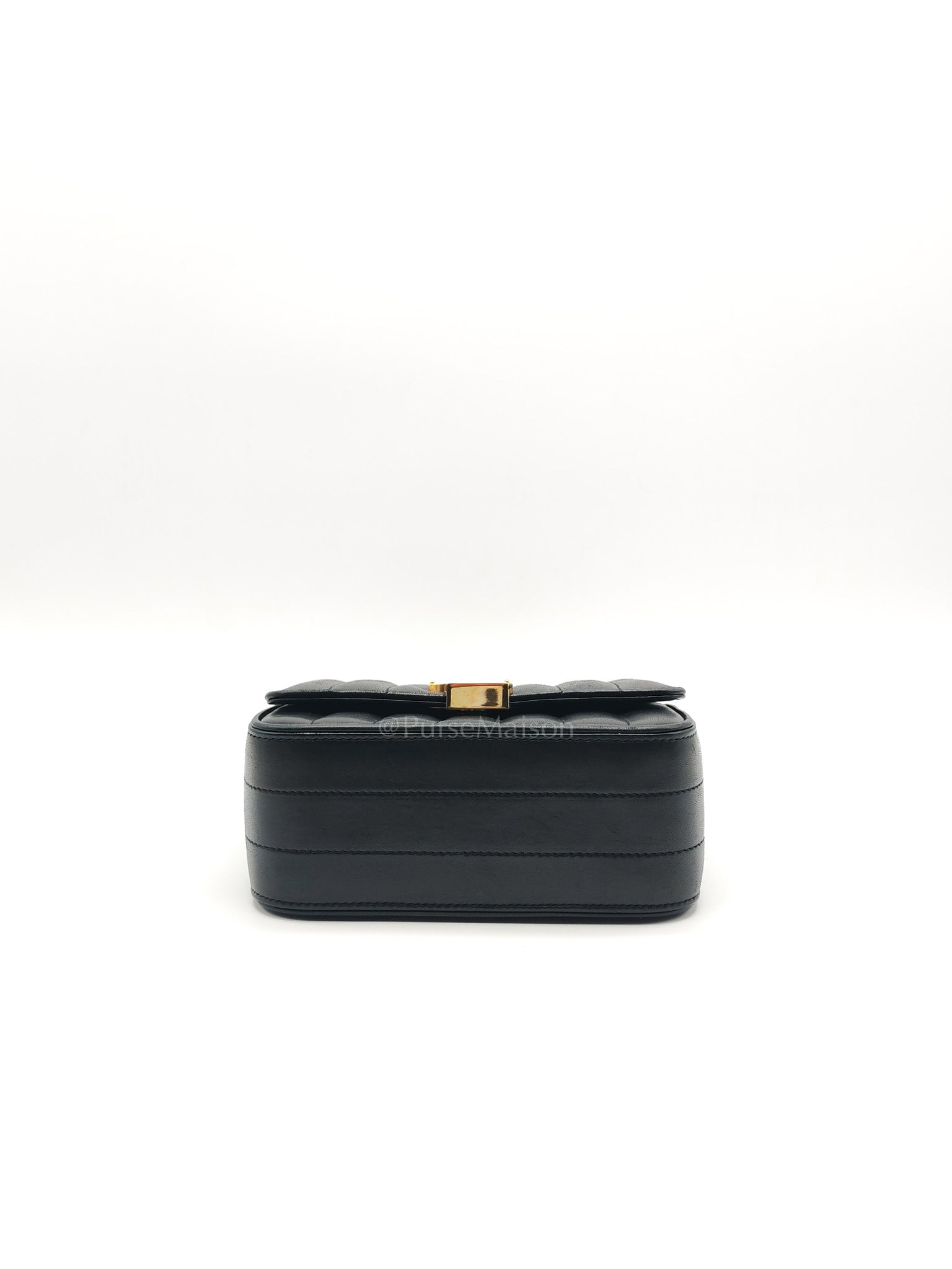 Monogram Vicky Chain Bag Small in Black Lambskin Leather & Gold Hardware | Purse Maison Luxury Bags Shop