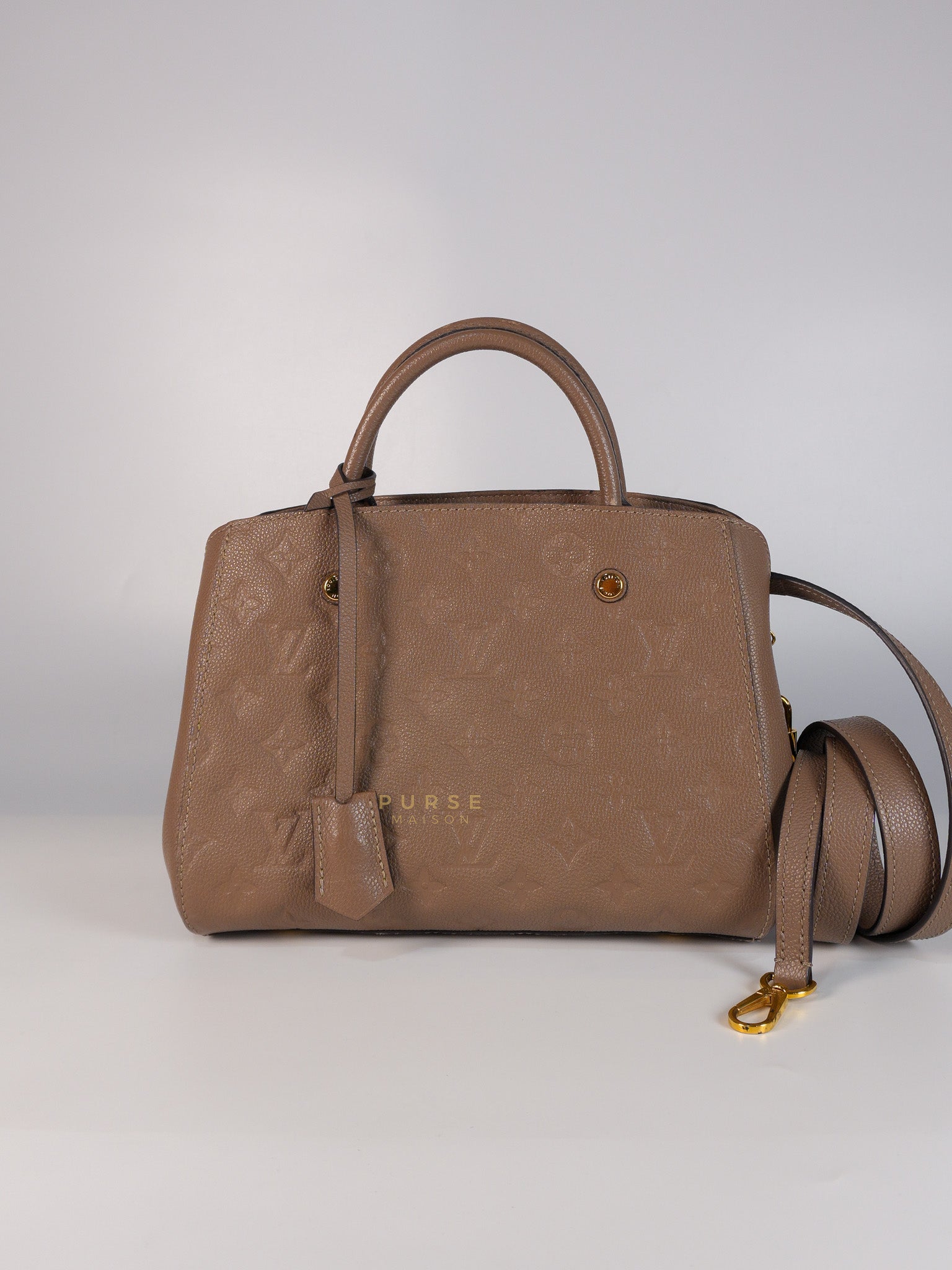 Montaigne BB in Taupe Monogram Empreinte Leather (Date Code: SP1197) | Purse Maison Luxury Bags Shop