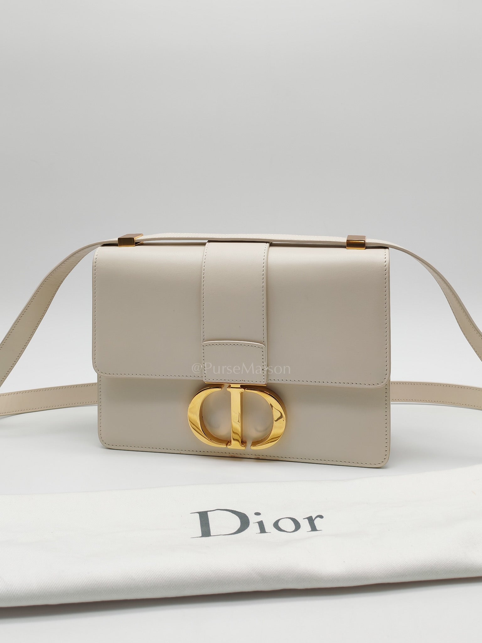 Montaigne in Medium White Calfskin Leather Crossbody Bag | Purse Maison Luxury Bags Shop