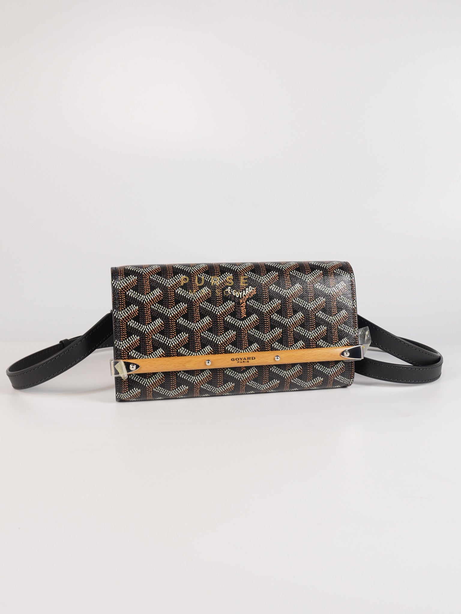 Monte Carlo Clutch Bag in Black Goyardine Canvas | Purse Maison Luxury Bags Shop