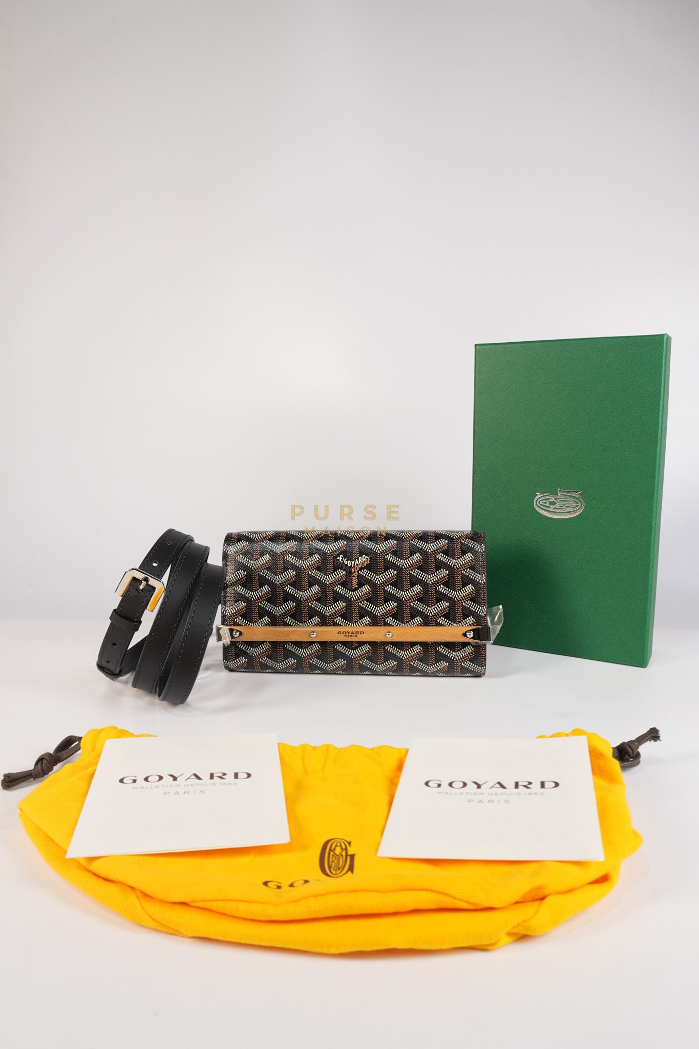 Monte Carlo Clutch Bag in Black Goyardine Canvas | Purse Maison Luxury Bags Shop