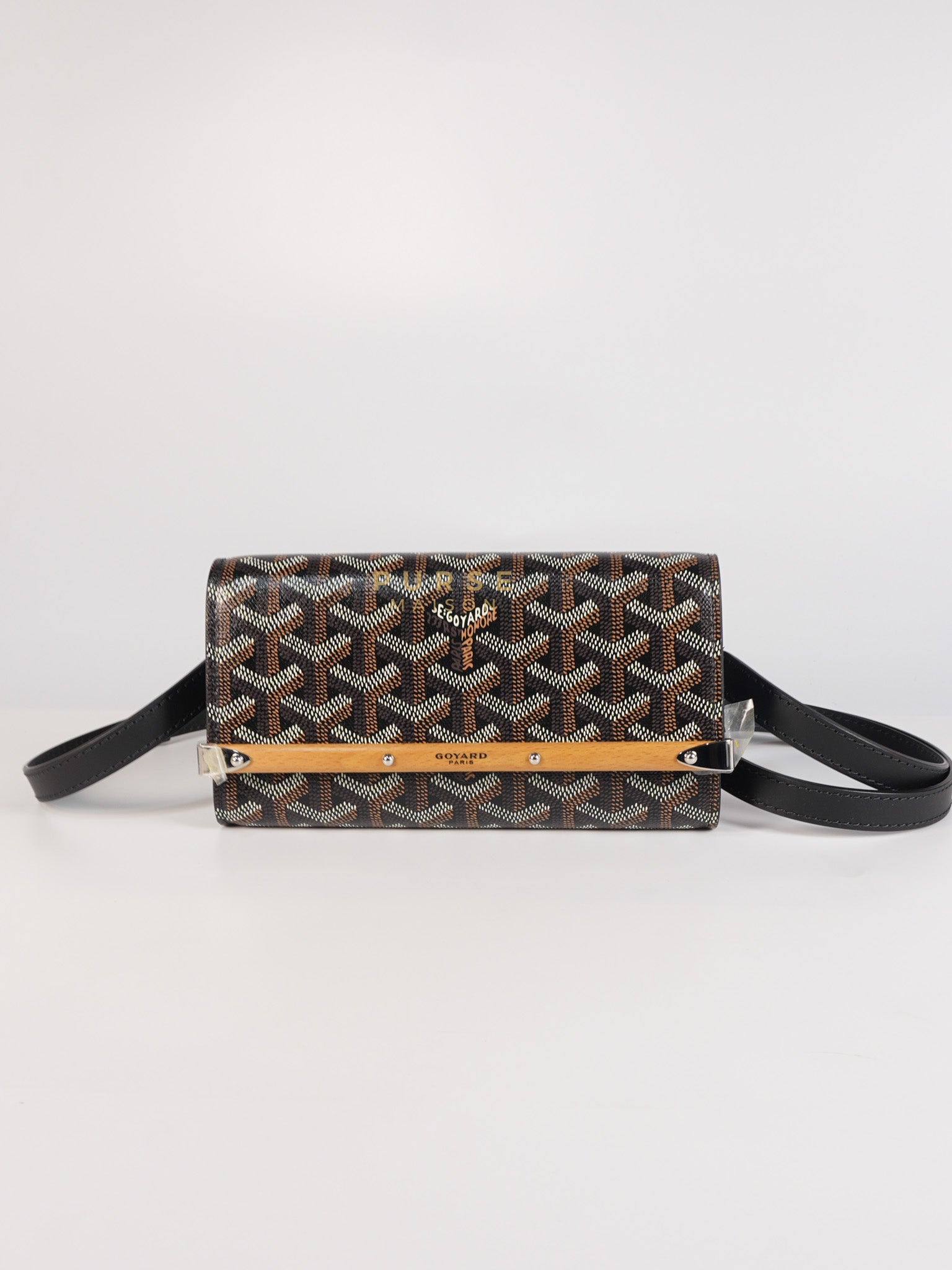 Monte Carlo Clutch Bag in Black Goyardine Canvas Purse Maison