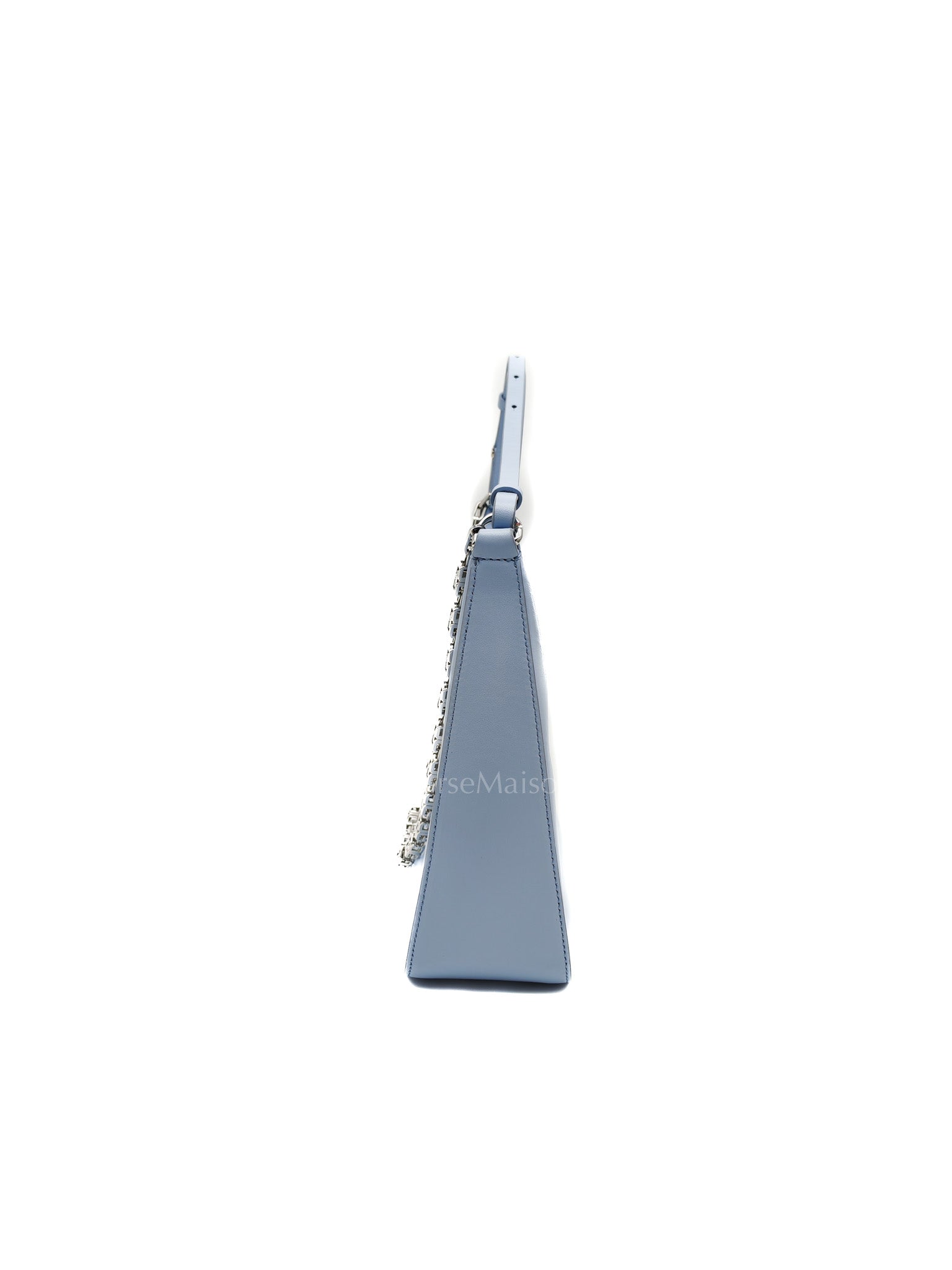 Moon Cut Out Shoulder Bag Small in Baby Blue Smooth Calfskin Leather & Silver Hardware | Purse Maison Luxury Bags Shop