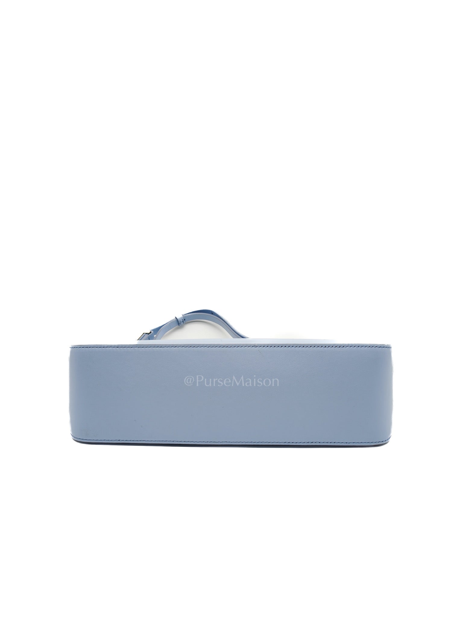 Moon Cut Out Shoulder Bag Small in Baby Blue Smooth Calfskin Leather & Silver Hardware | Purse Maison Luxury Bags Shop