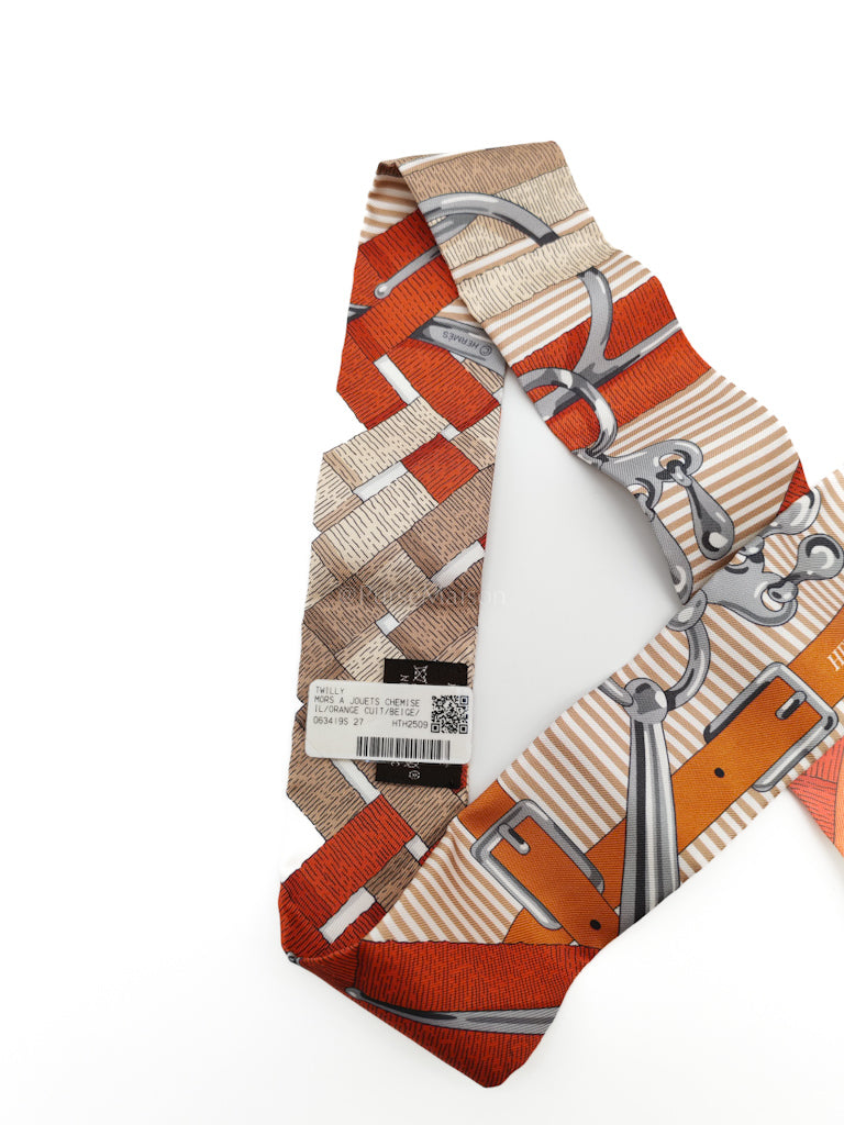 Mors a Jouets Chemise Orange Cuit/Beige Silk Twilly | Purse Maison Luxury Bags Shop