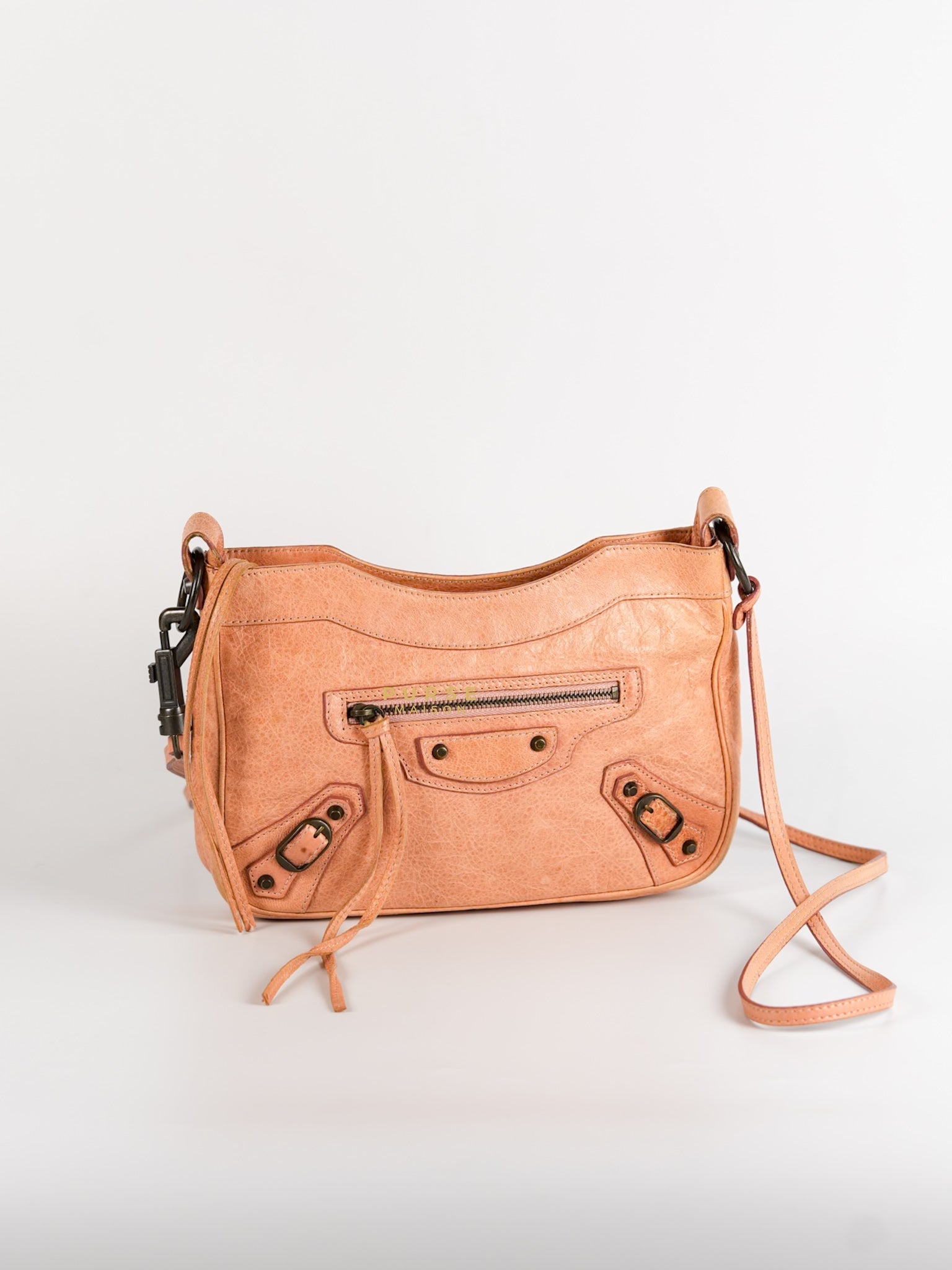 Motocross Classic Hip Crossbody Bag in Coral Pink Leather | Purse Maison Luxury Bags Shop