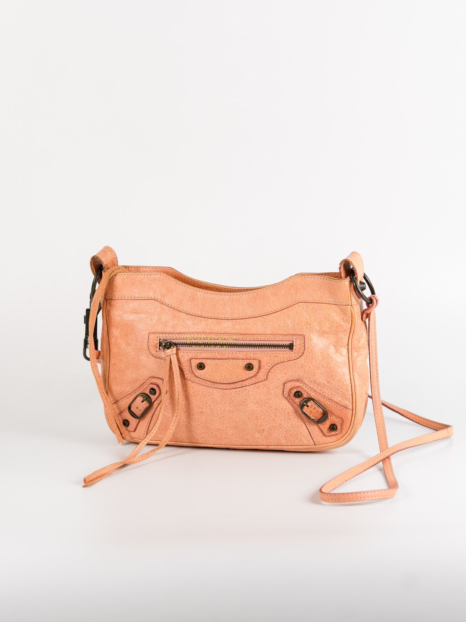 Motocross Classic Hip Crossbody Bag in Coral Pink Leather | Purse Maison Luxury Bags Shop