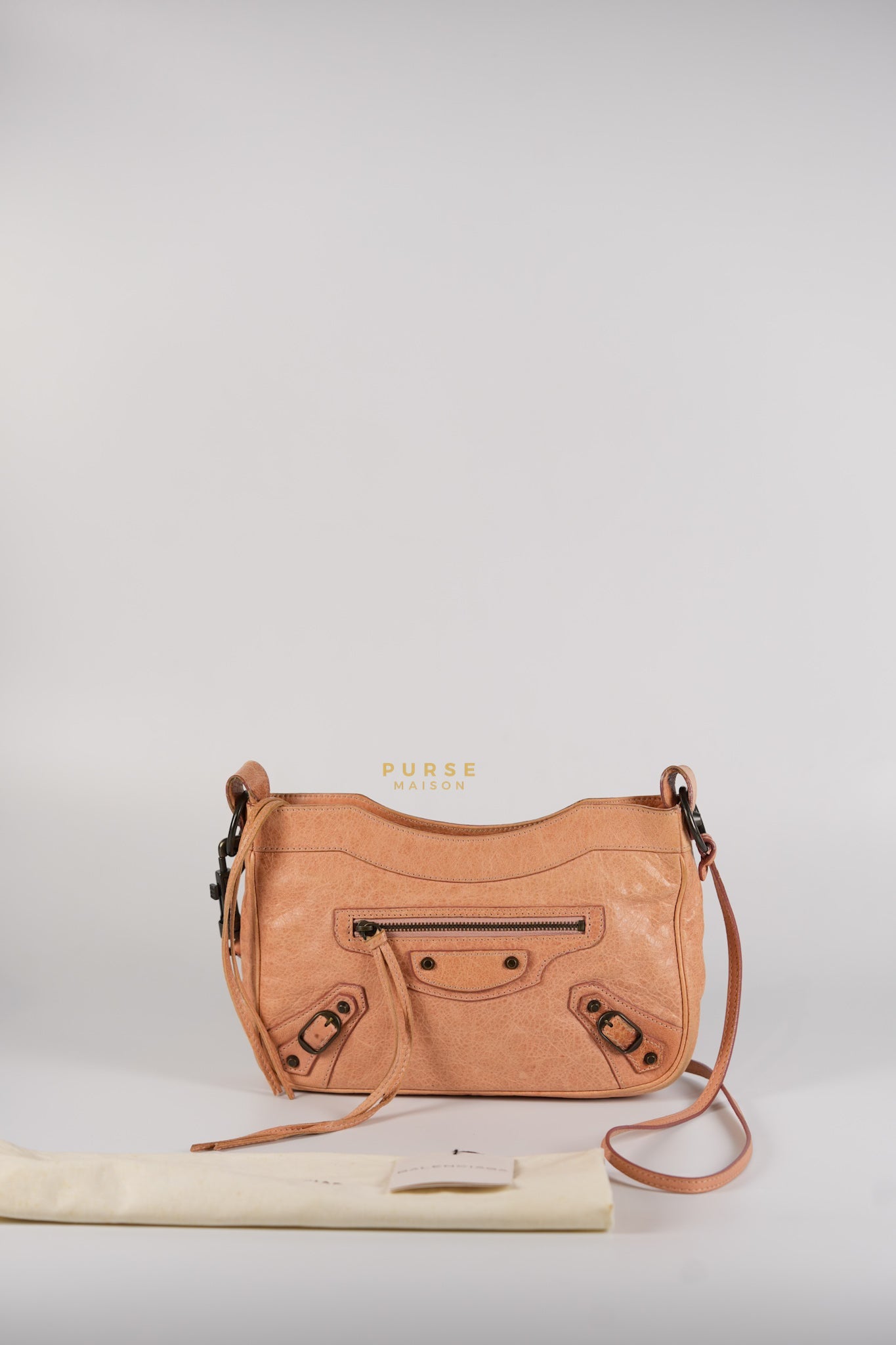 Motocross Classic Hip Crossbody Bag in Coral Pink Leather | Purse Maison Luxury Bags Shop