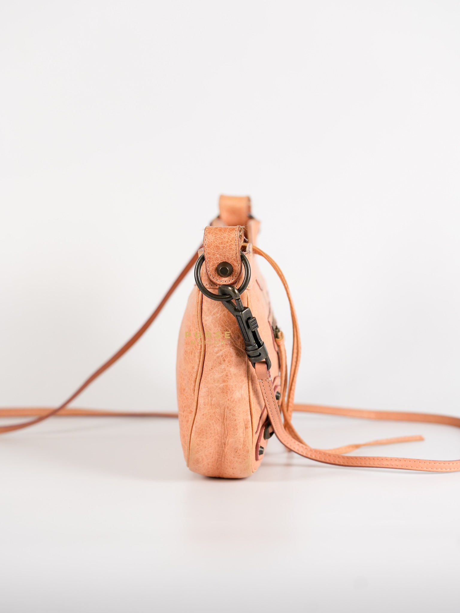 Motocross Classic Hip Crossbody Bag in Coral Pink Leather | Purse Maison Luxury Bags Shop