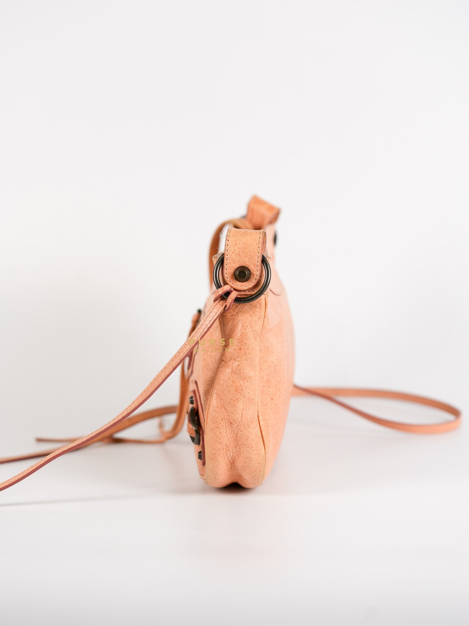 Motocross Classic Hip Crossbody Bag in Coral Pink Leather | Purse Maison Luxury Bags Shop