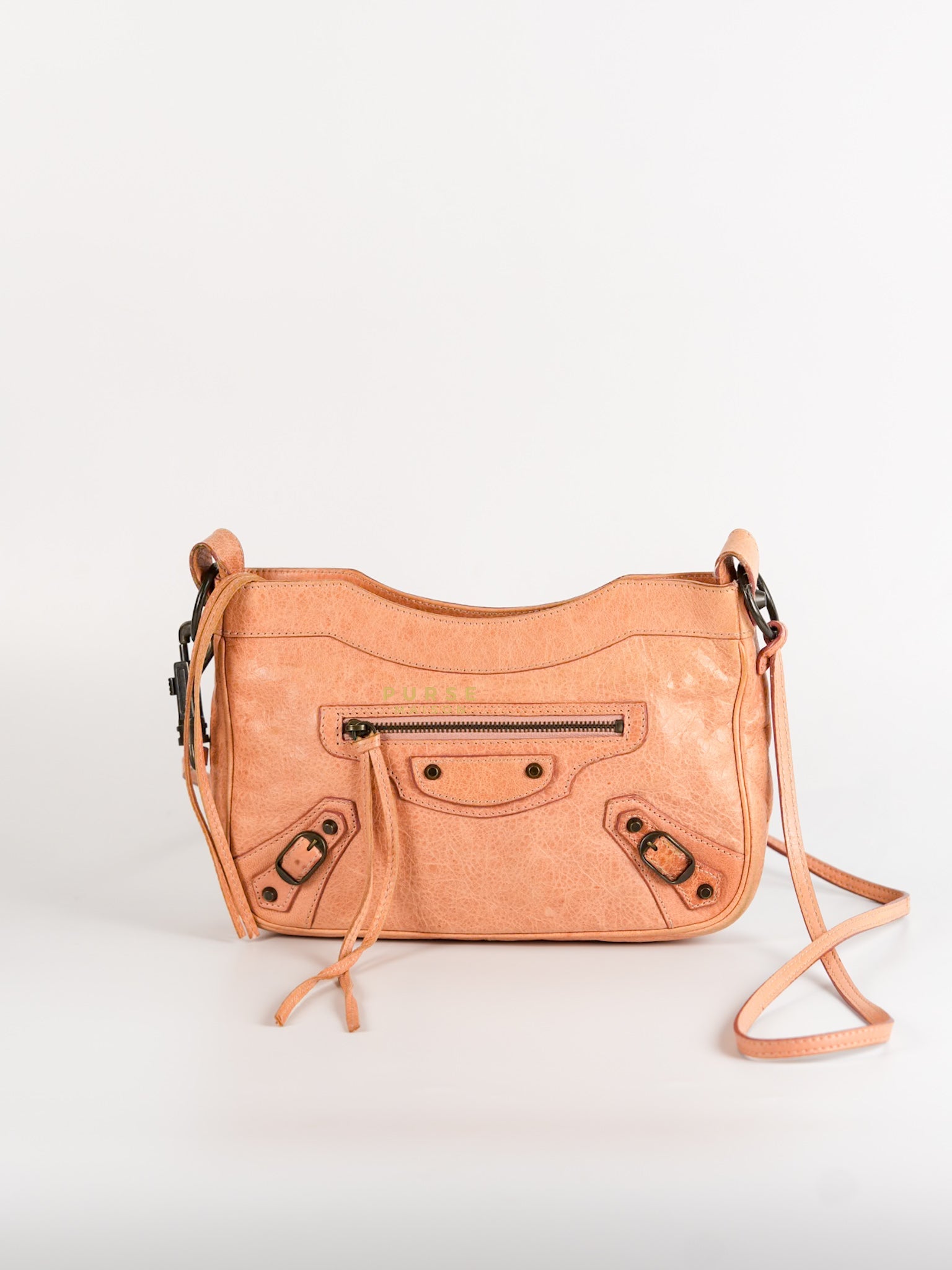 Motocross Classic Hip Crossbody Bag in Coral Pink Leather | Purse Maison Luxury Bags Shop