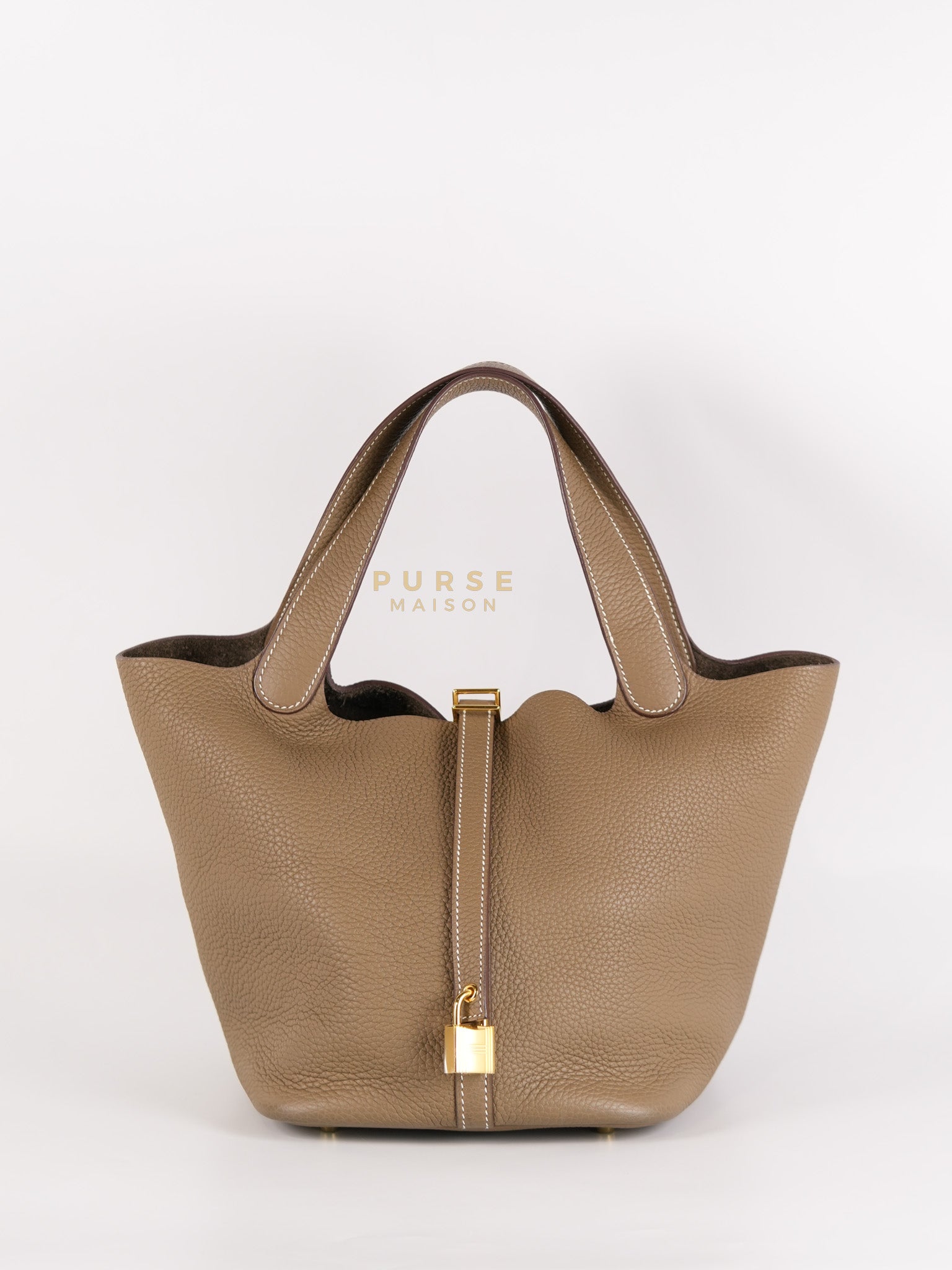 Picotin 22 in Etoupe Clemence Leather & Gold Hardware Stamp Z(2021)
