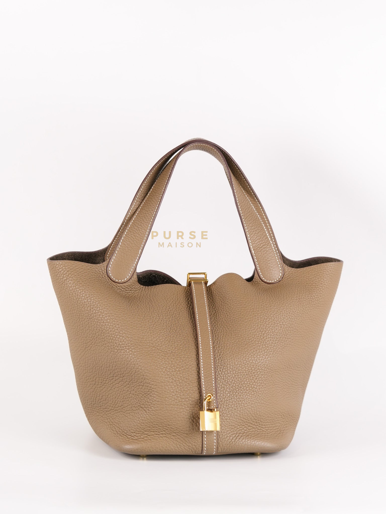 Picotin 22 in Etoupe Clemence Leather & Gold Hardware Stamp Z(2021)